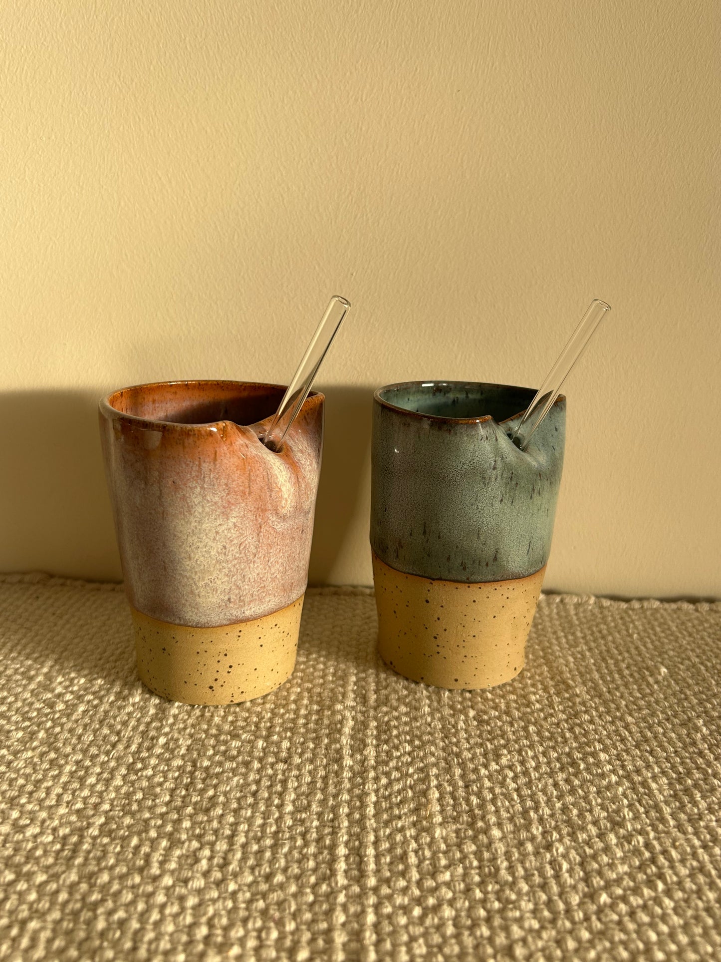 MADE TO ORDER : Blue Speckle Straw Cup