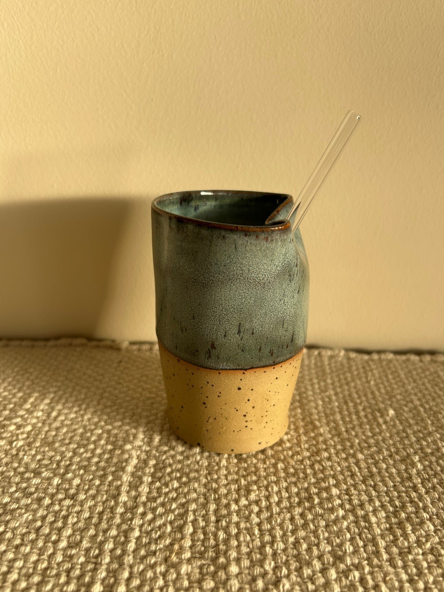 MADE TO ORDER : Blue Speckle Straw Cup