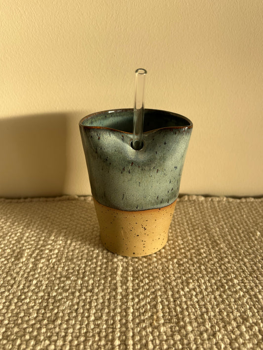 MADE TO ORDER : Blue Speckle Straw Cup