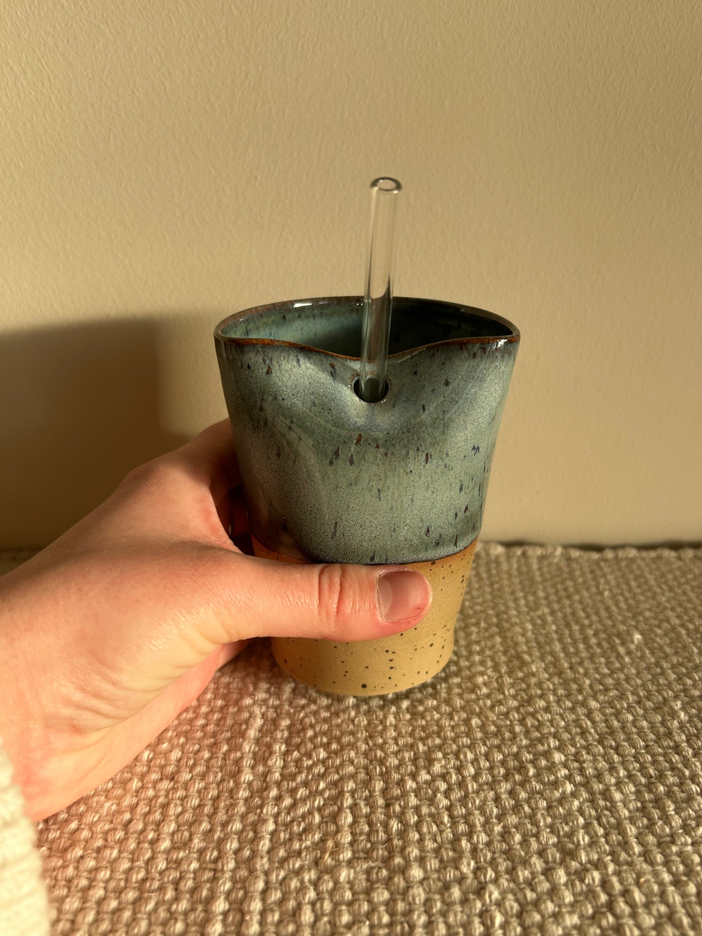 MADE TO ORDER : Blue Speckle Straw Cup