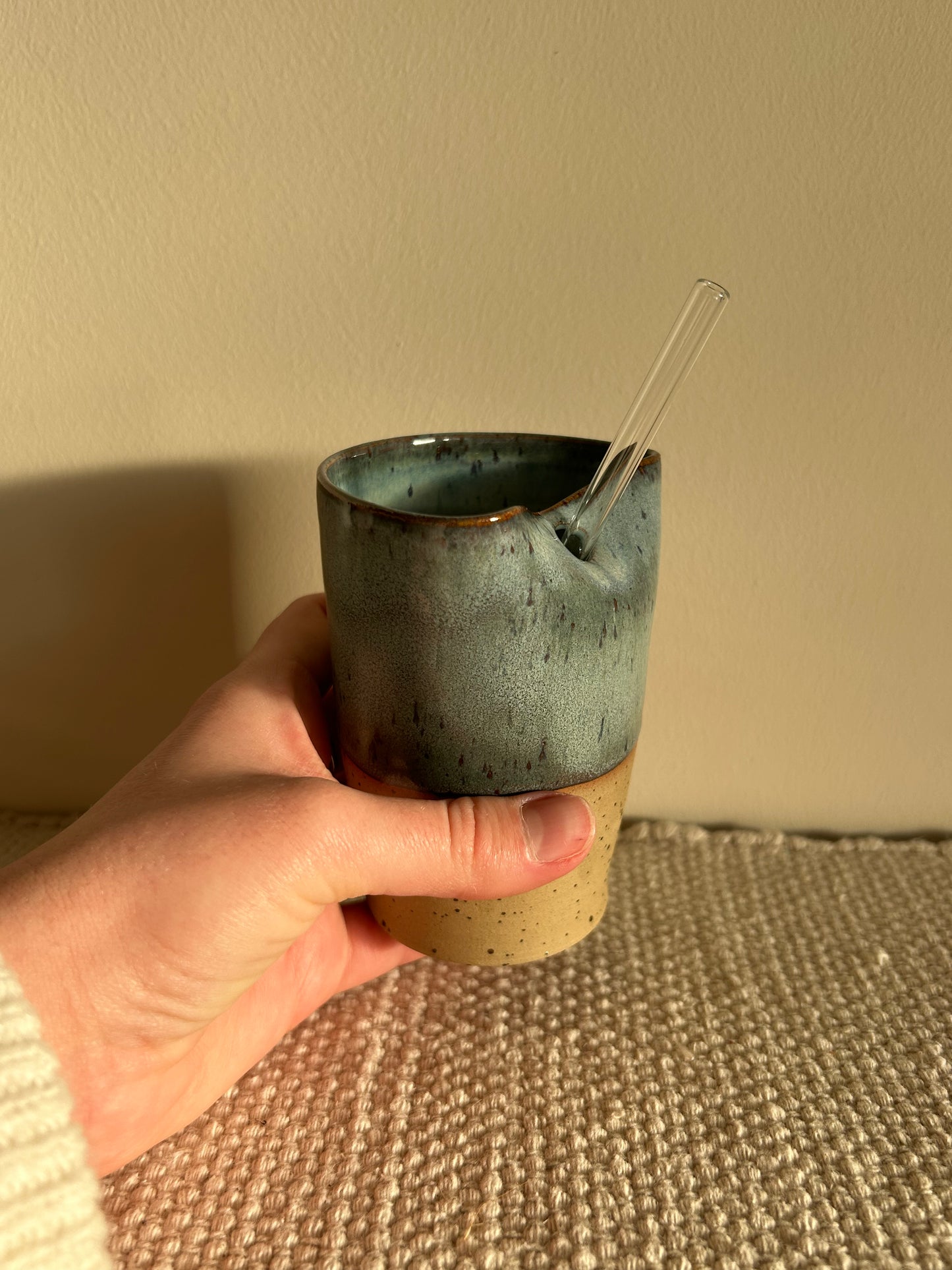 MADE TO ORDER : Blue Speckle Straw Cup