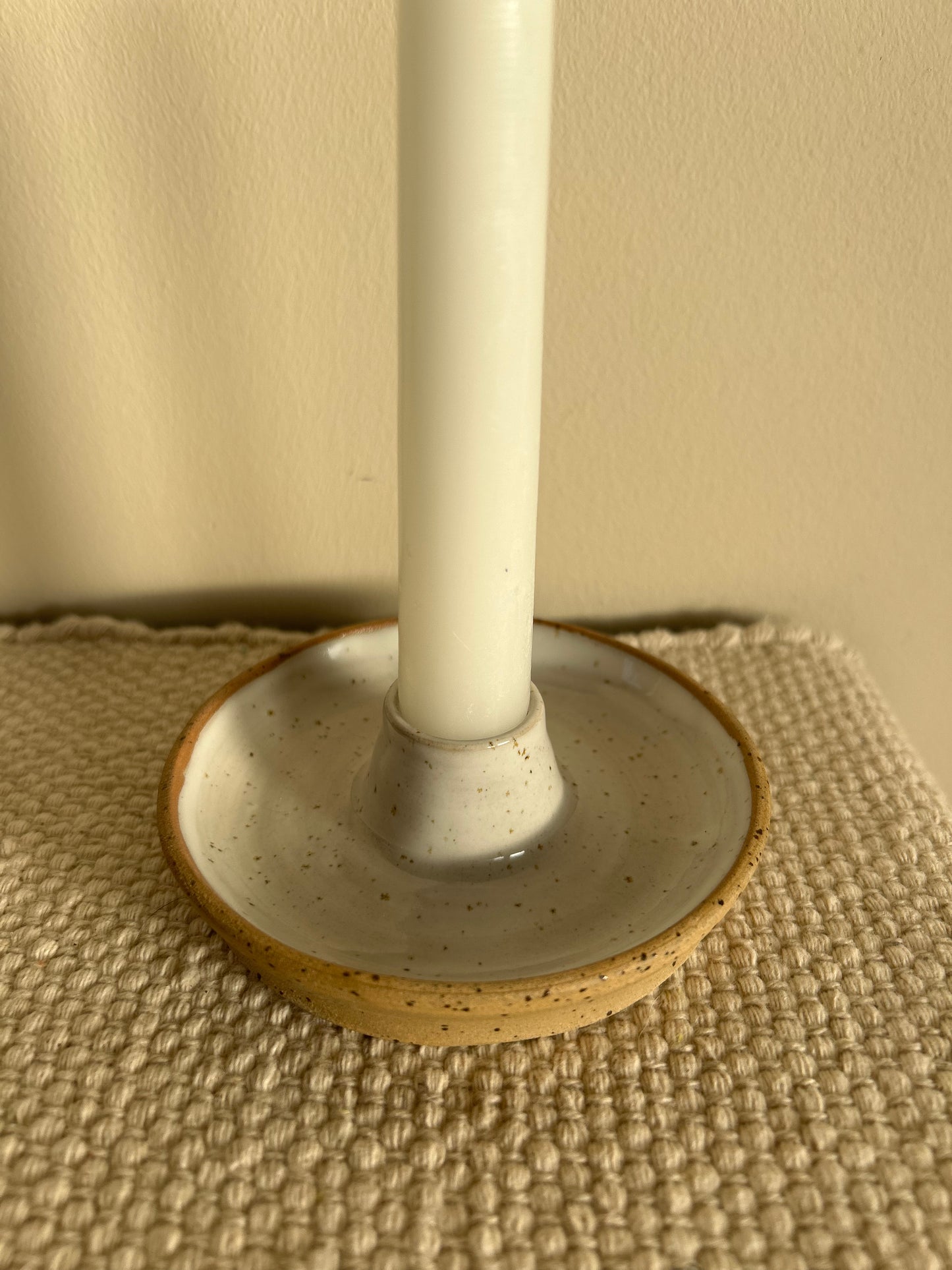 MADE TO ORDER : Handmade White Speckle Ceramic Candlestick Holder