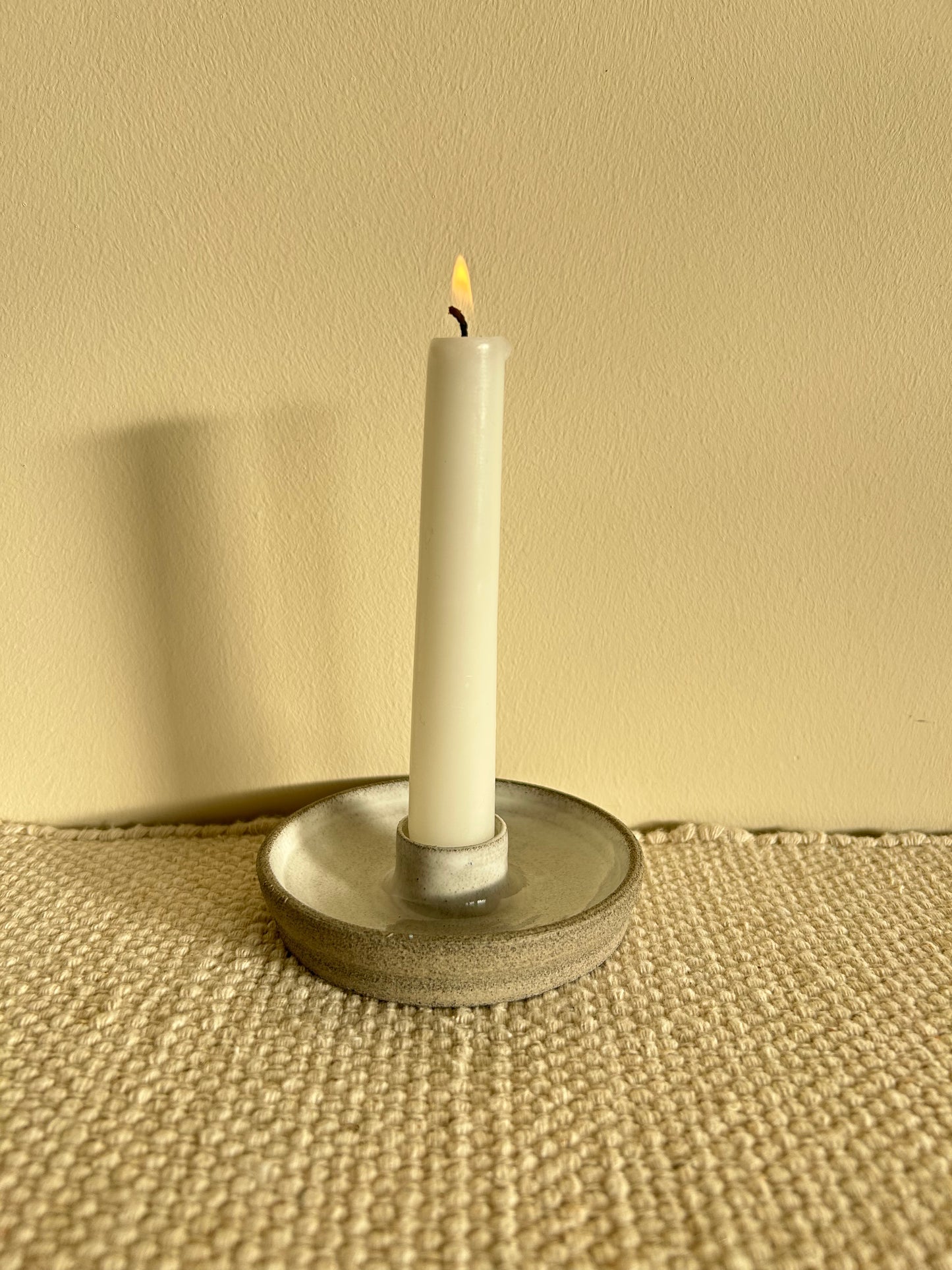 MADE TO ORDER : Handmade Grey Snow Ceramic Candlestick Holder