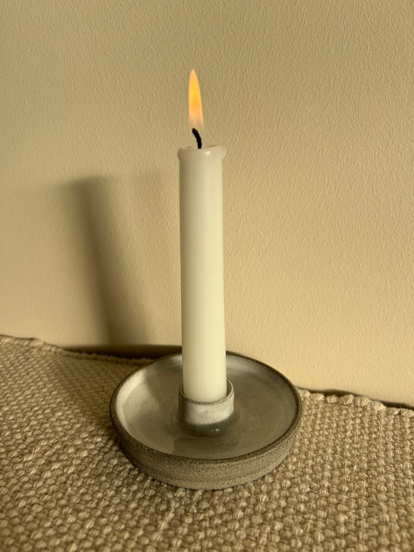 MADE TO ORDER : Handmade Grey Snow Ceramic Candlestick Holder