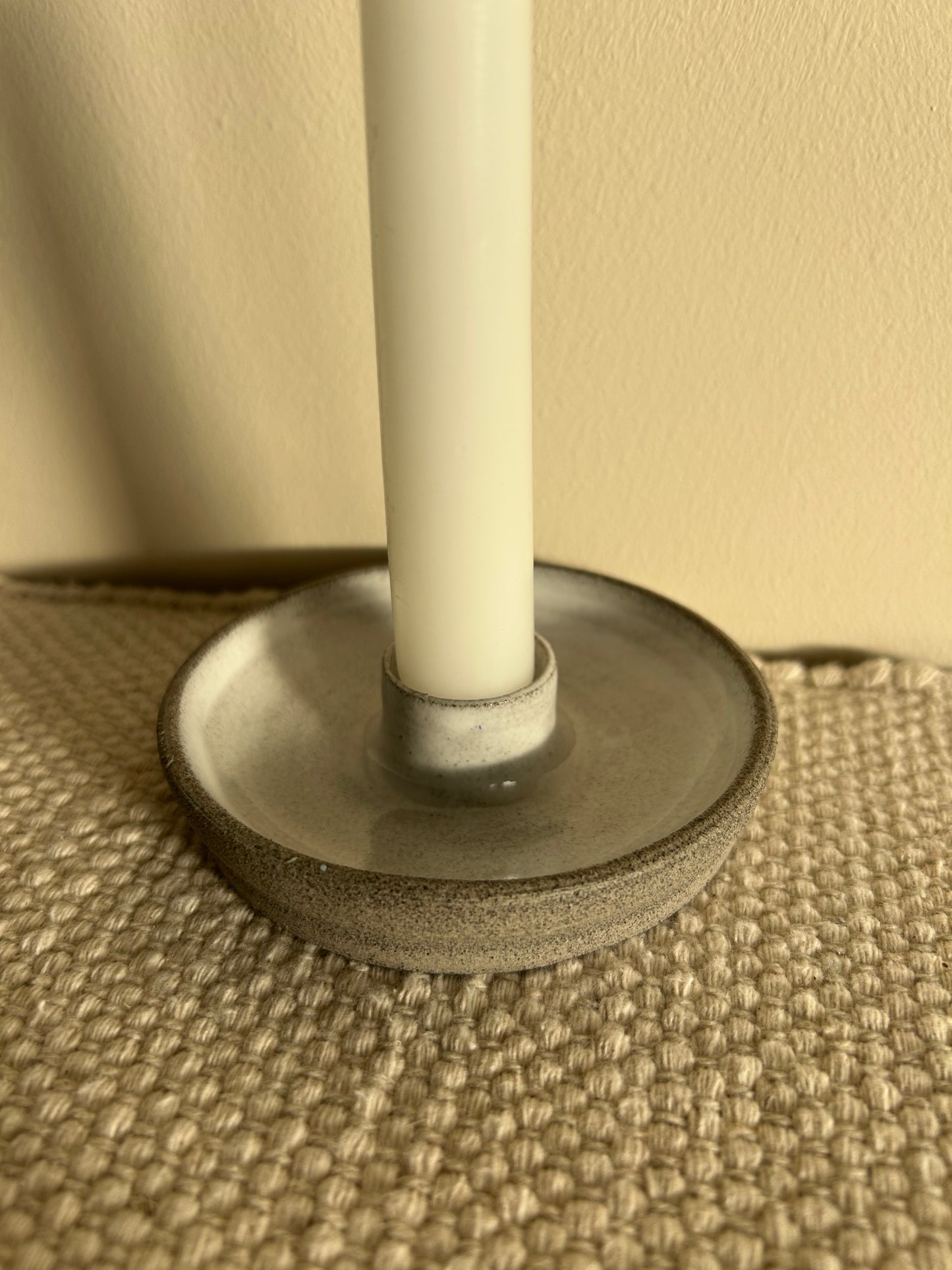 MADE TO ORDER : Handmade Grey Snow Ceramic Candlestick Holder