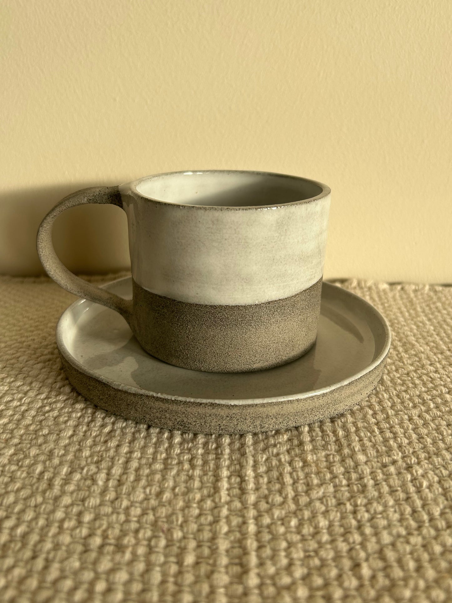MADE TO ORDER : Snow Grey Stoneware Handmade Saucer Plate / Pottery Ceramic Dinnerware