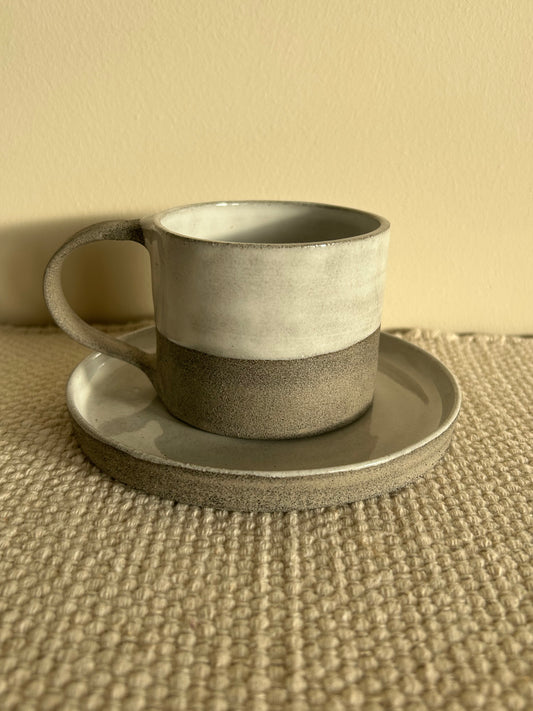 MADE TO ORDER : Snow Grey Stoneware Handmade Saucer Plate / Pottery Ceramic Dinnerware