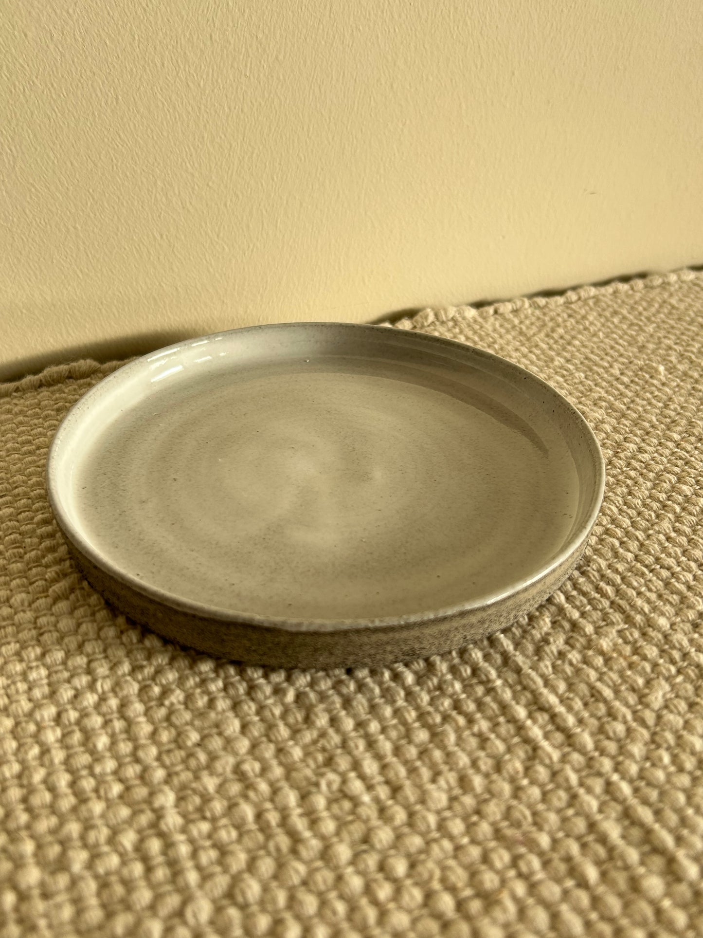 MADE TO ORDER : Snow Grey Stoneware Handmade Saucer Plate / Pottery Ceramic Dinnerware