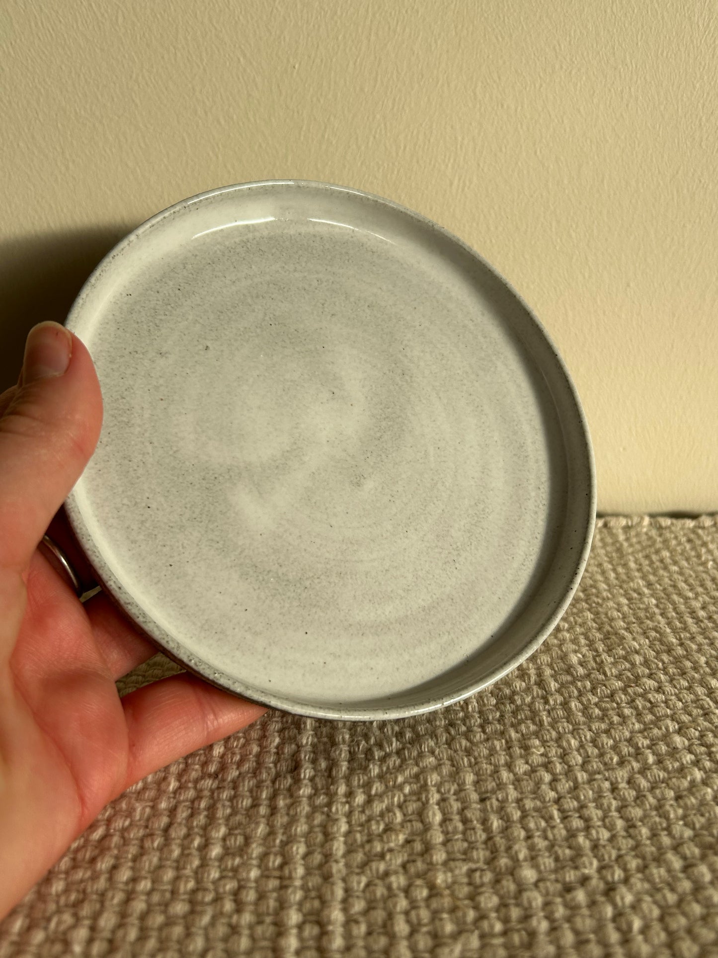 MADE TO ORDER : Snow Grey Stoneware Handmade Saucer Plate / Pottery Ceramic Dinnerware