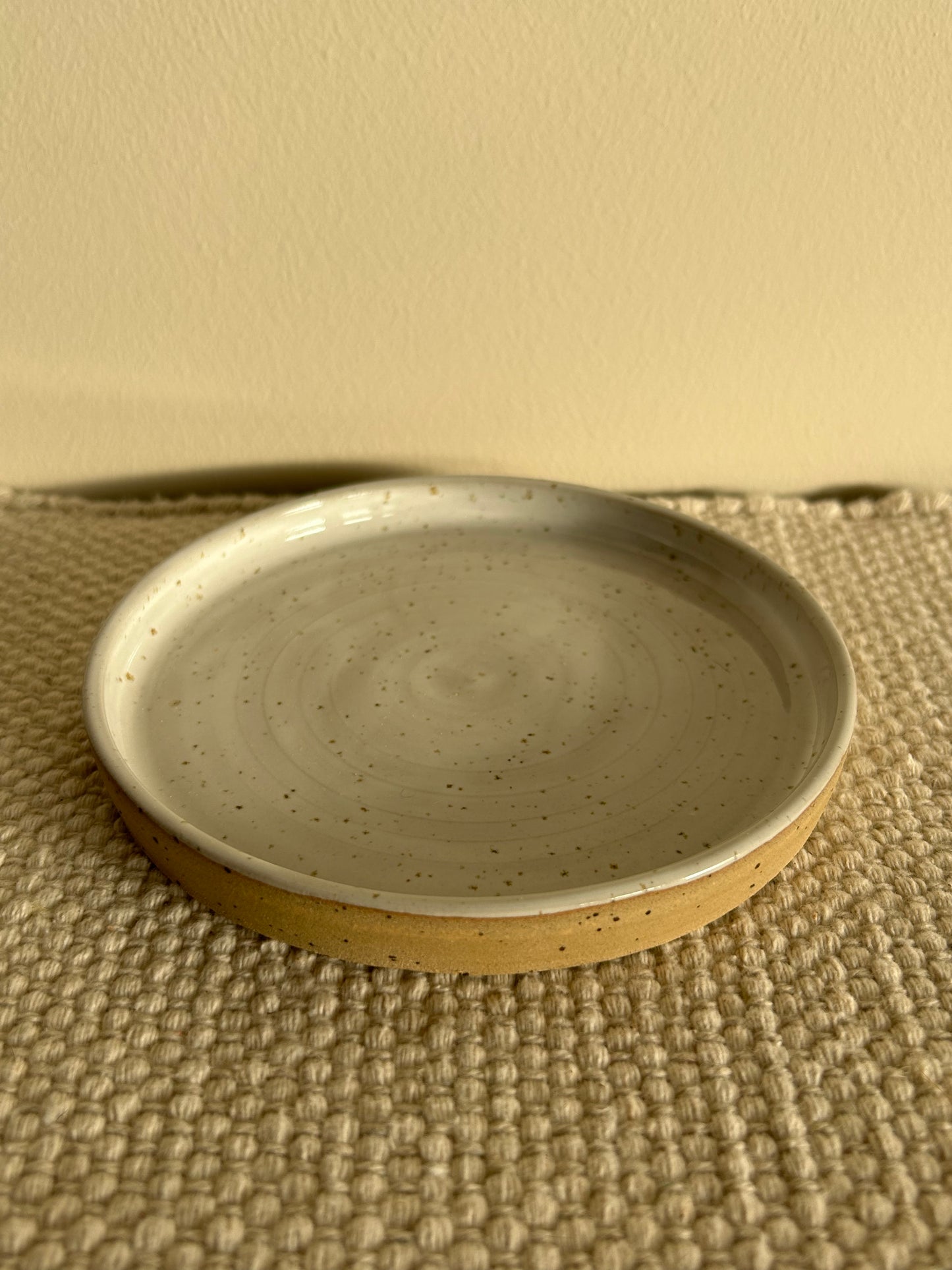 MADE TO ORDER : Speckled White Stoneware Handmade Saucer Plate / Pottery Ceramic Dinnerware
