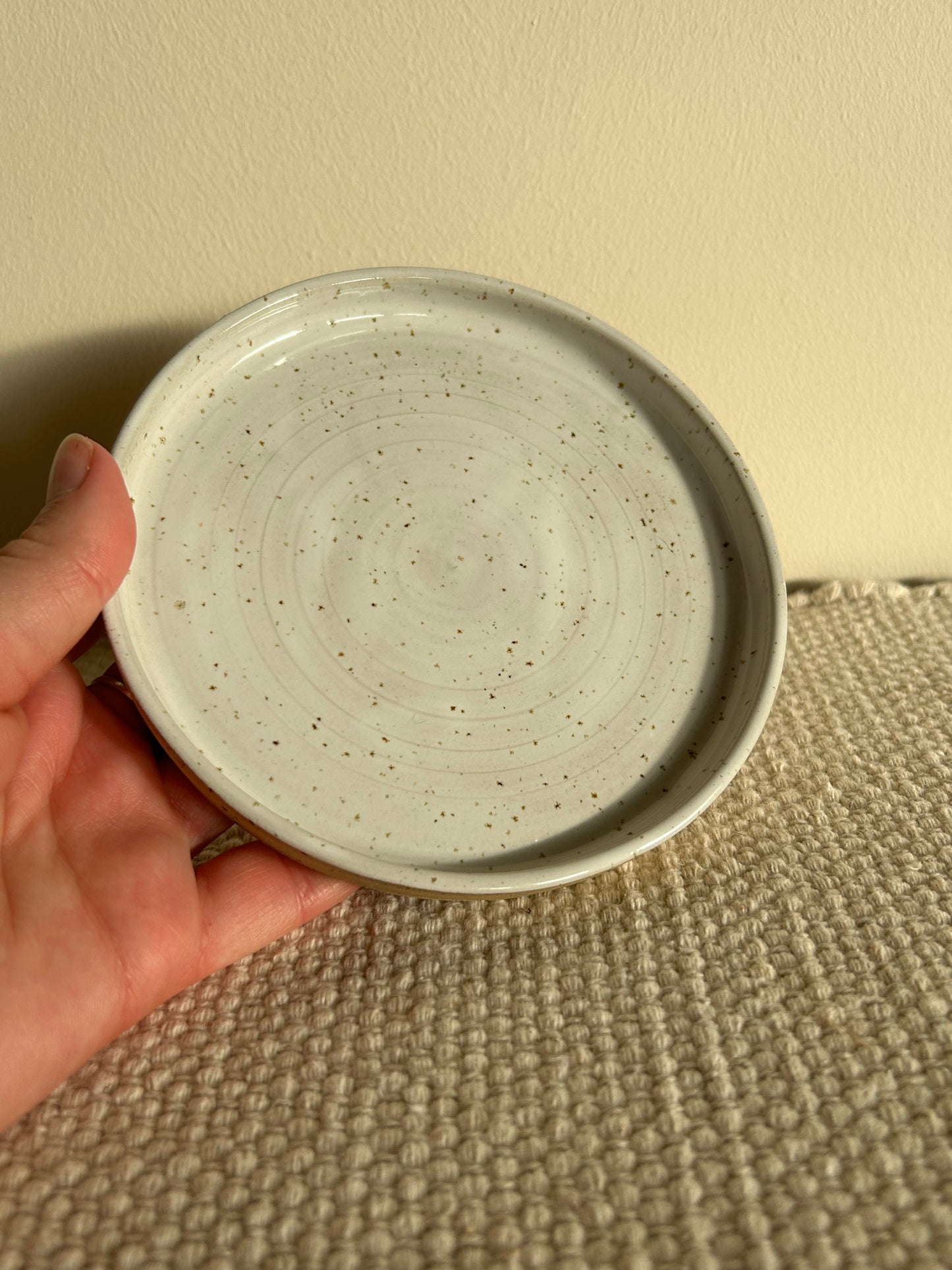 MADE TO ORDER : Speckled White Stoneware Handmade Saucer Plate / Pottery Ceramic Dinnerware