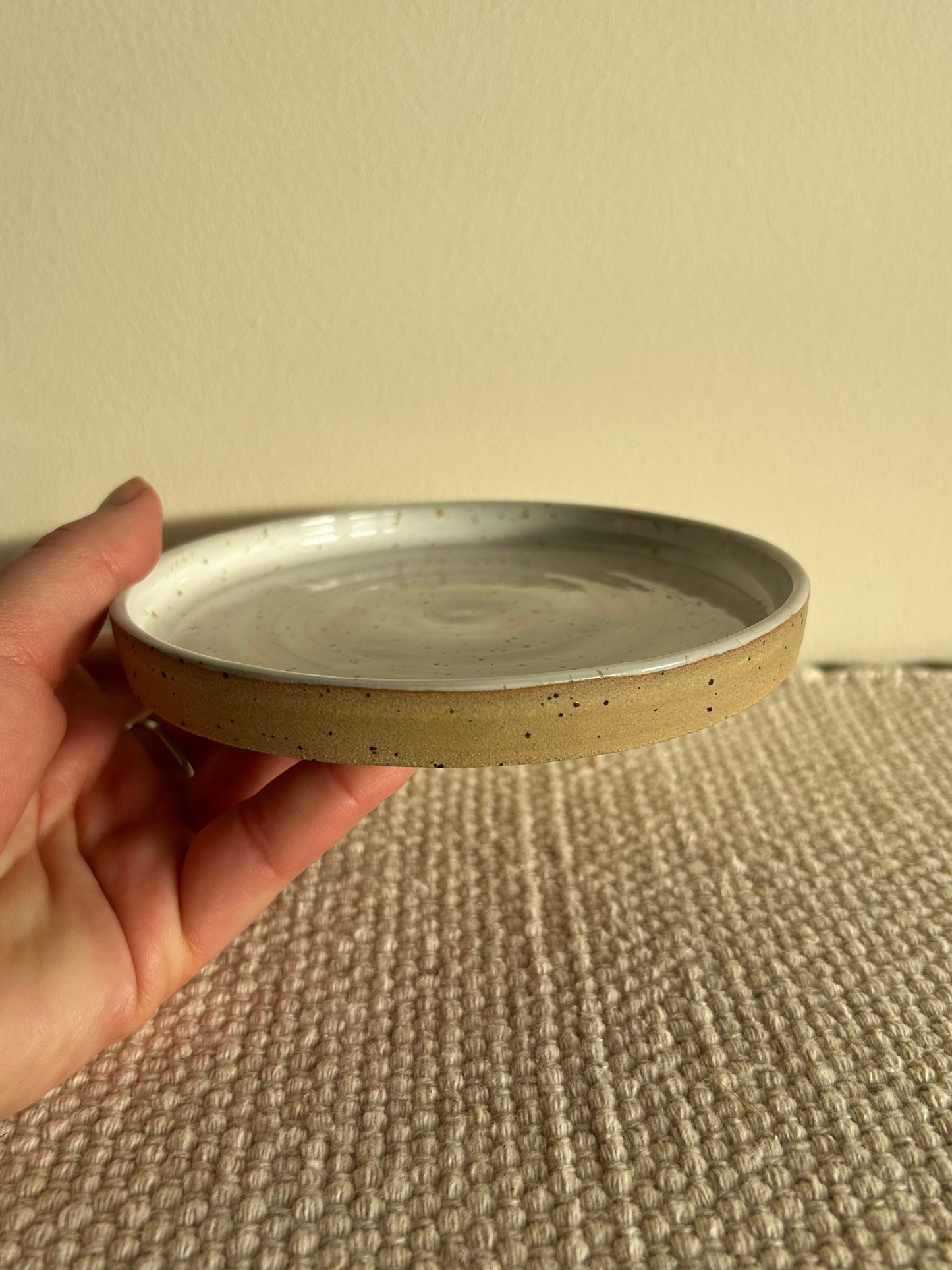MADE TO ORDER : Speckled White Stoneware Handmade Saucer Plate / Pottery Ceramic Dinnerware