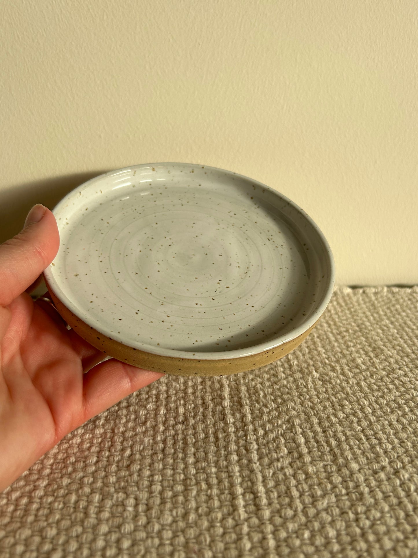 MADE TO ORDER : Speckled White Stoneware Handmade Saucer Plate / Pottery Ceramic Dinnerware