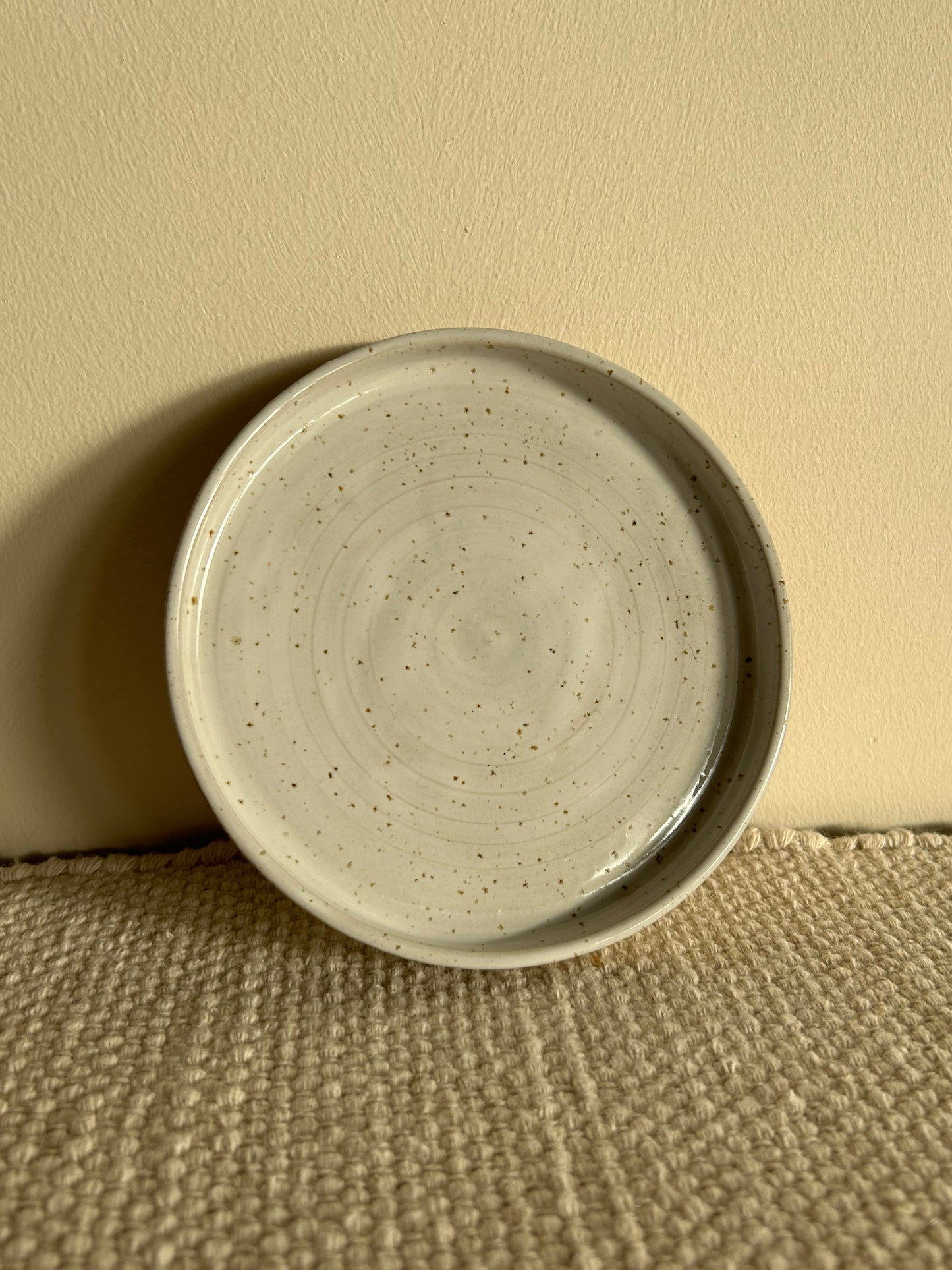 MADE TO ORDER : Speckled White Stoneware Handmade Saucer Plate / Pottery Ceramic Dinnerware