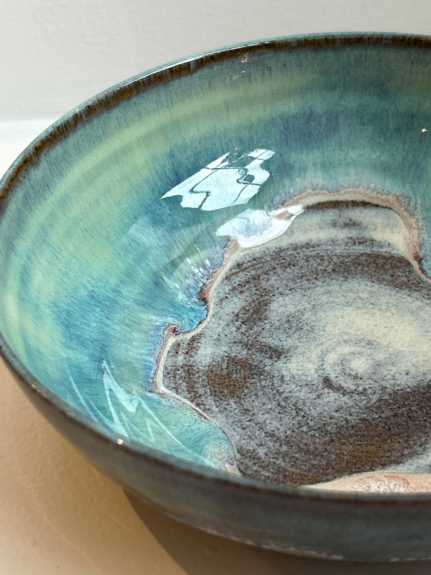 Grey Sea Green Pasta Bowl Shorter