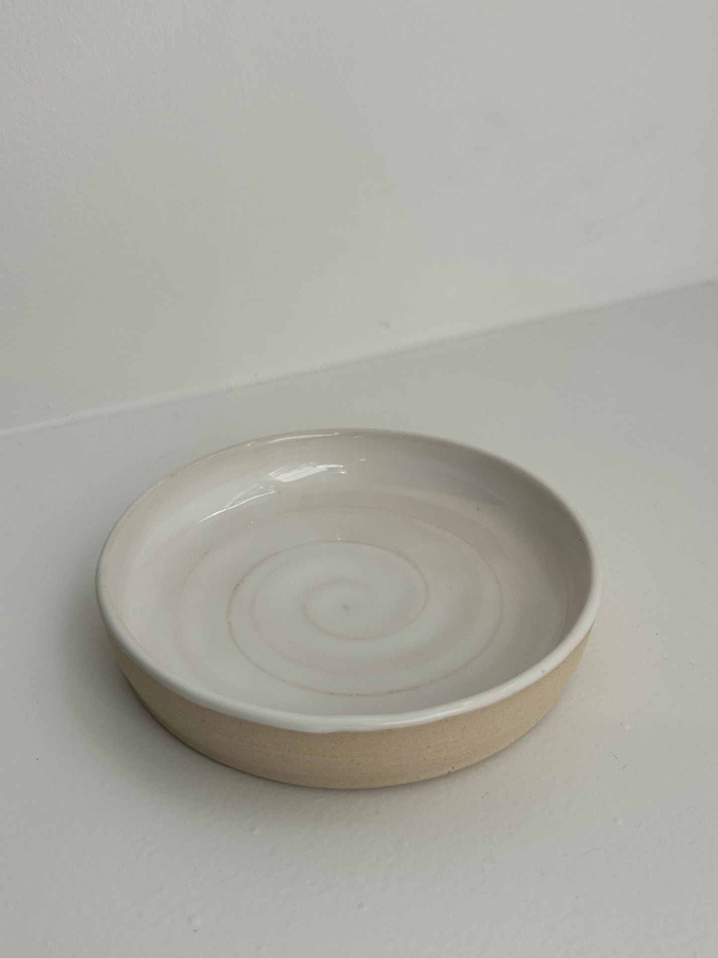 White Spiral Handmade Ceramic Soap Dish