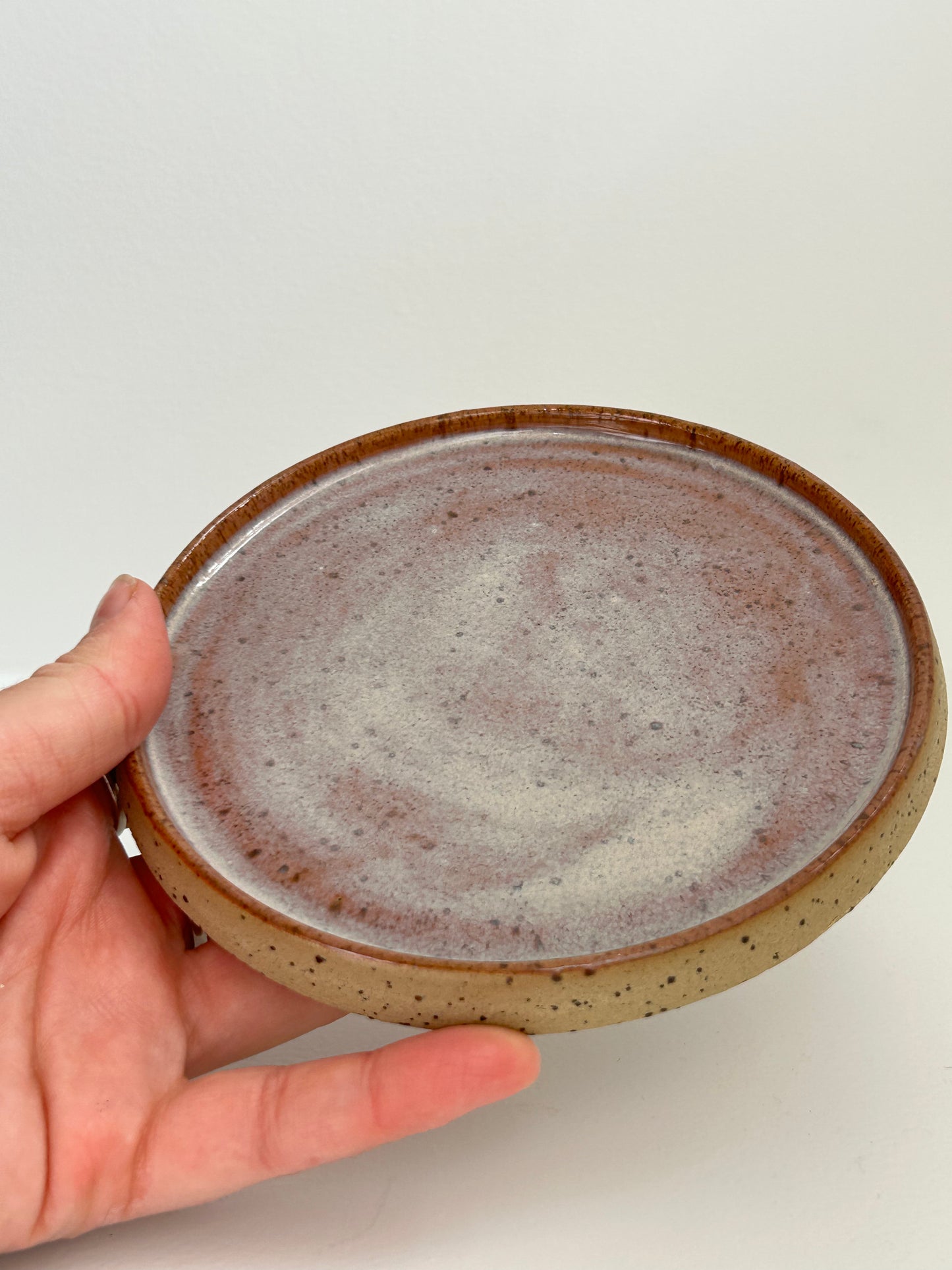 Speckled Plum Stoneware Handmade Saucer Plate