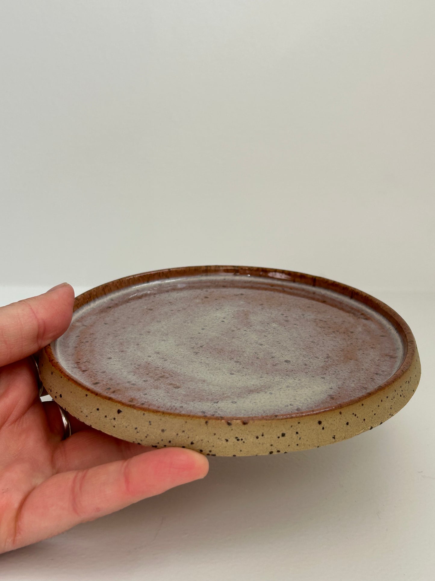 Speckled Plum Stoneware Handmade Saucer Plate