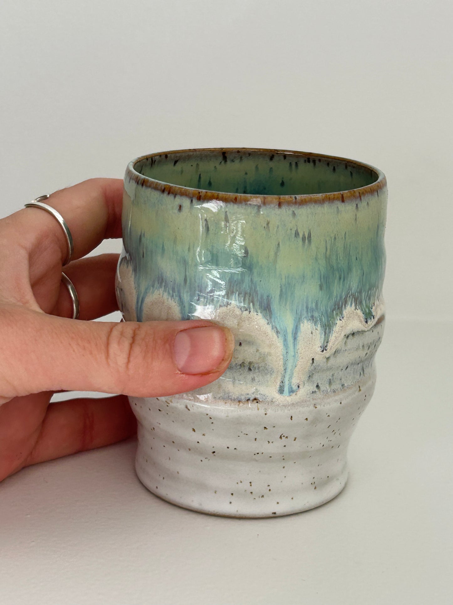 Sea Green Ceramic Wiggle Cup Tall
