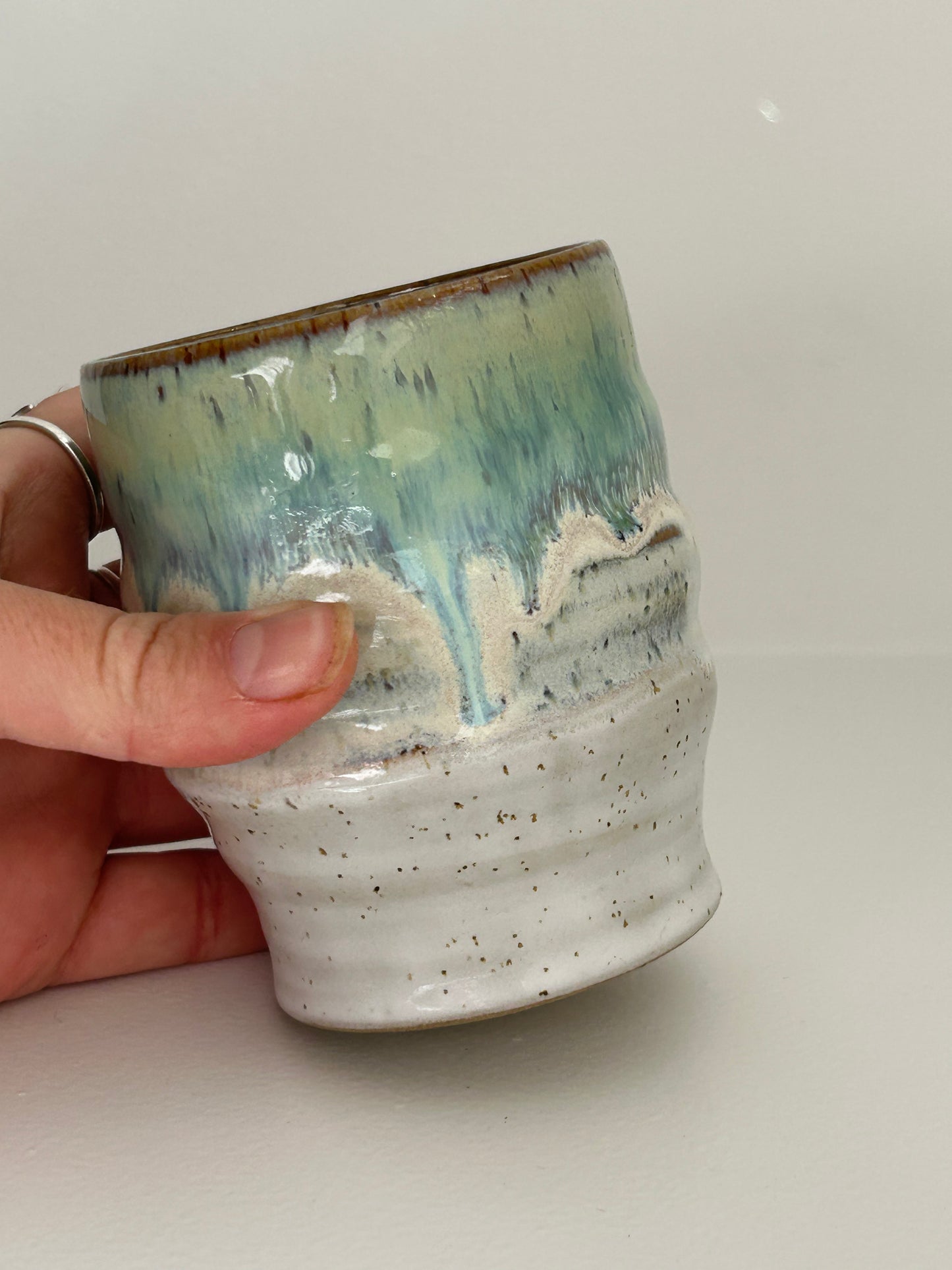 Sea Green Ceramic Wiggle Cup Tall