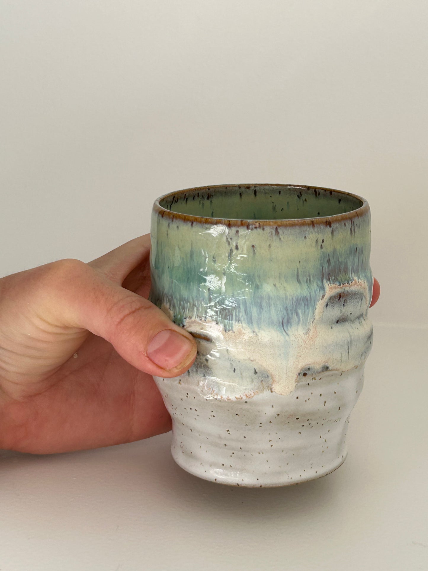 Sea Green Ceramic Wiggle Cup Tall