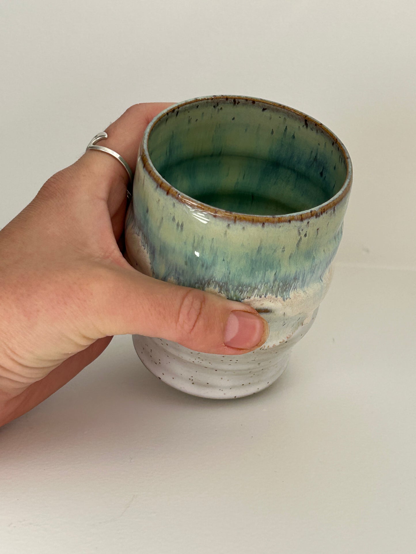Sea Green Ceramic Wiggle Cup Tall