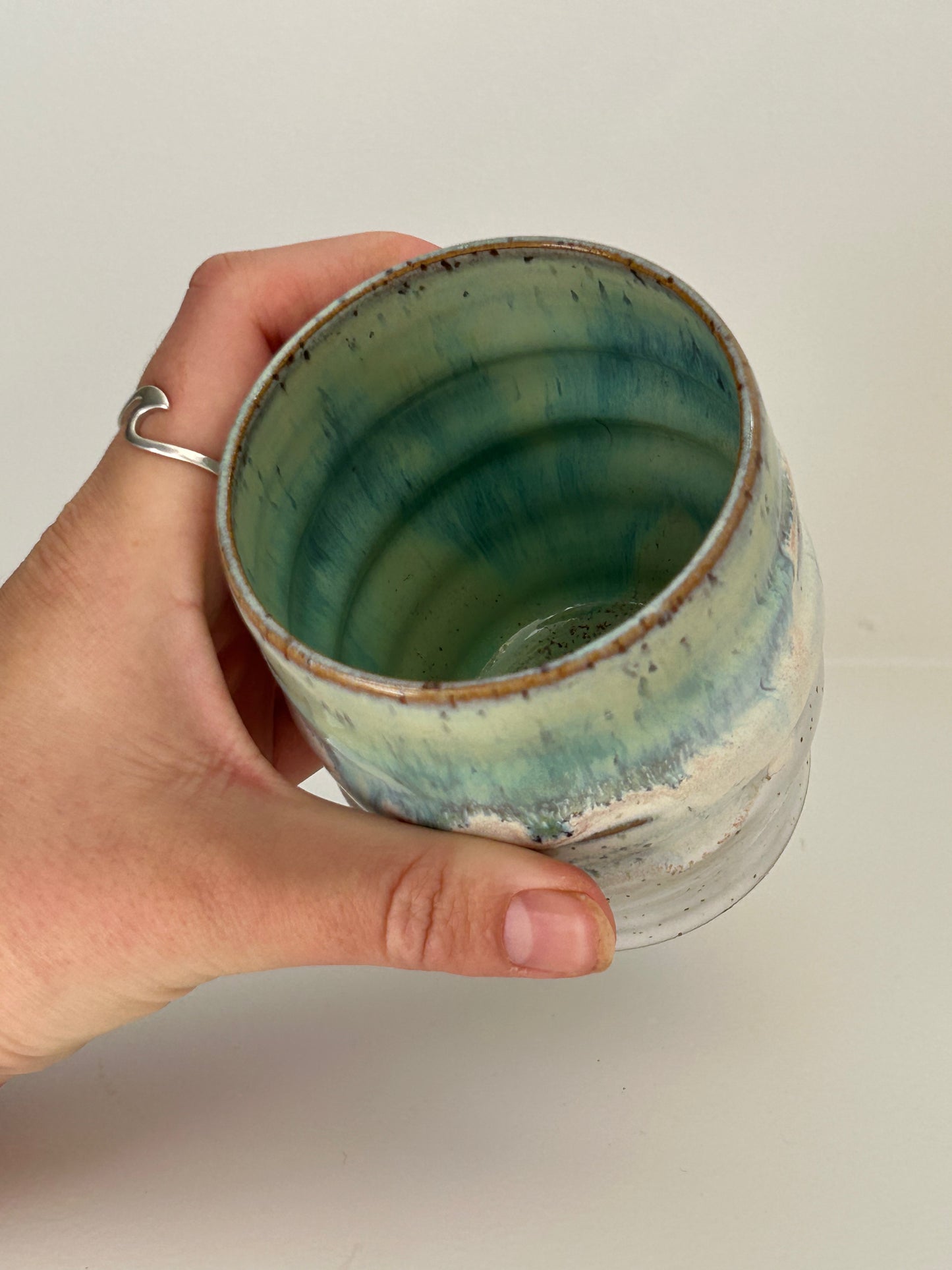 Sea Green Ceramic Wiggle Cup Tall