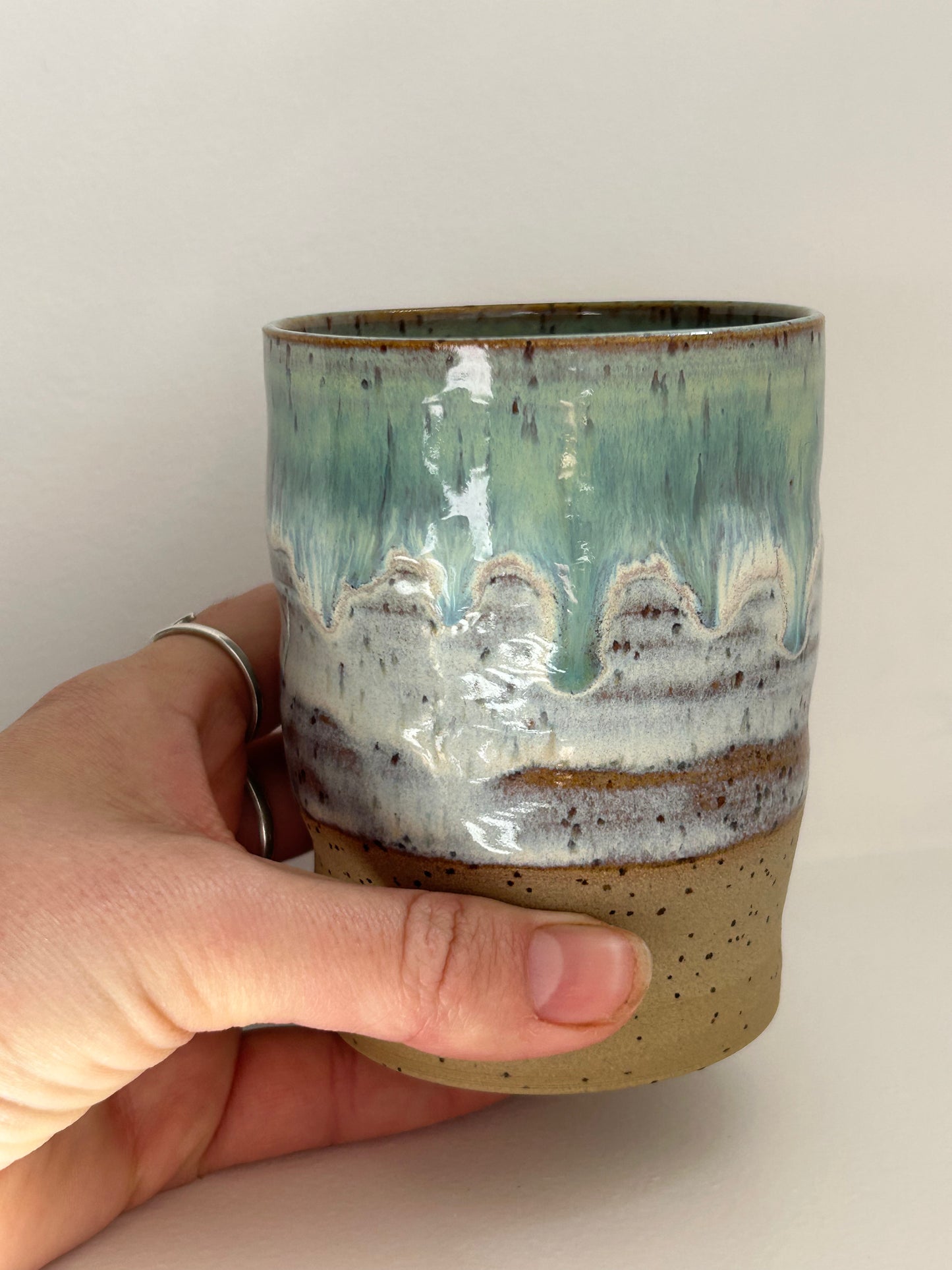 Sea Green Ceramic Wiggle Cup Tall