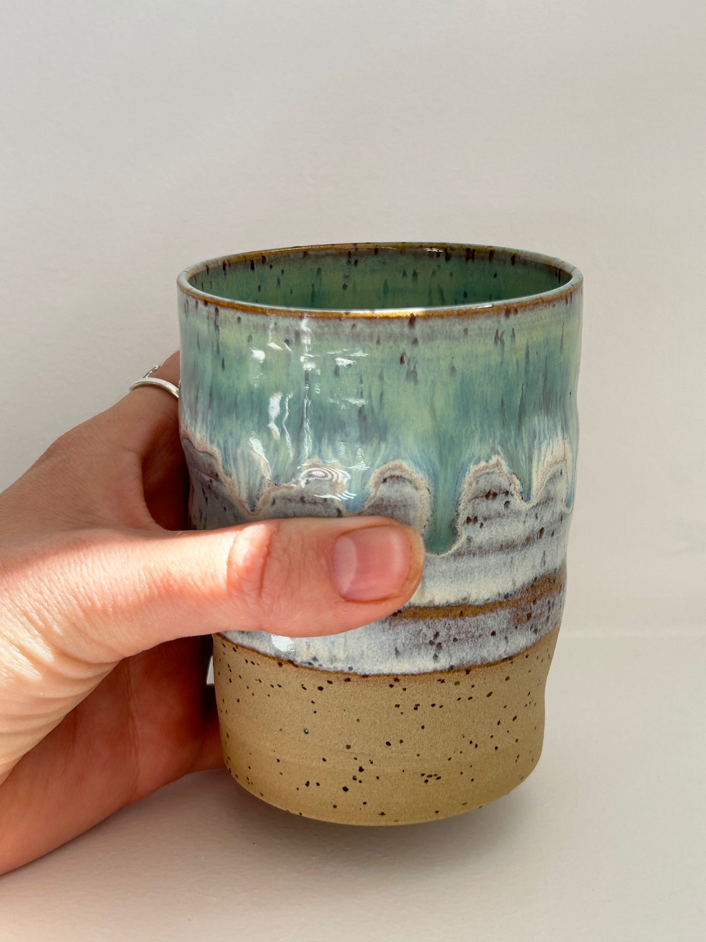 Sea Green Ceramic Wiggle Cup Tall