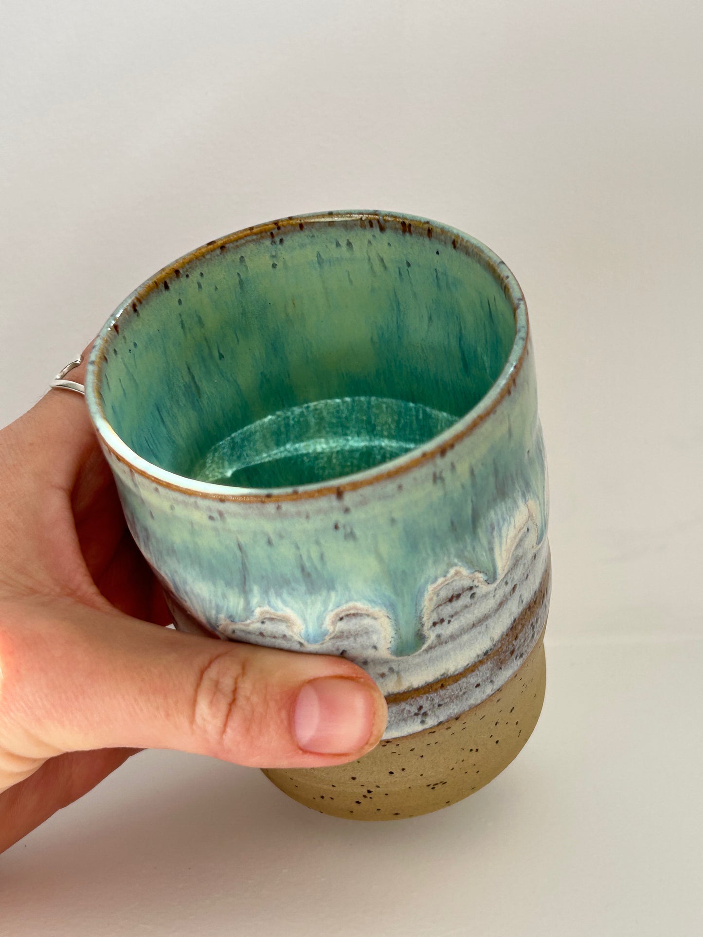 Sea Green Ceramic Wiggle Cup Tall