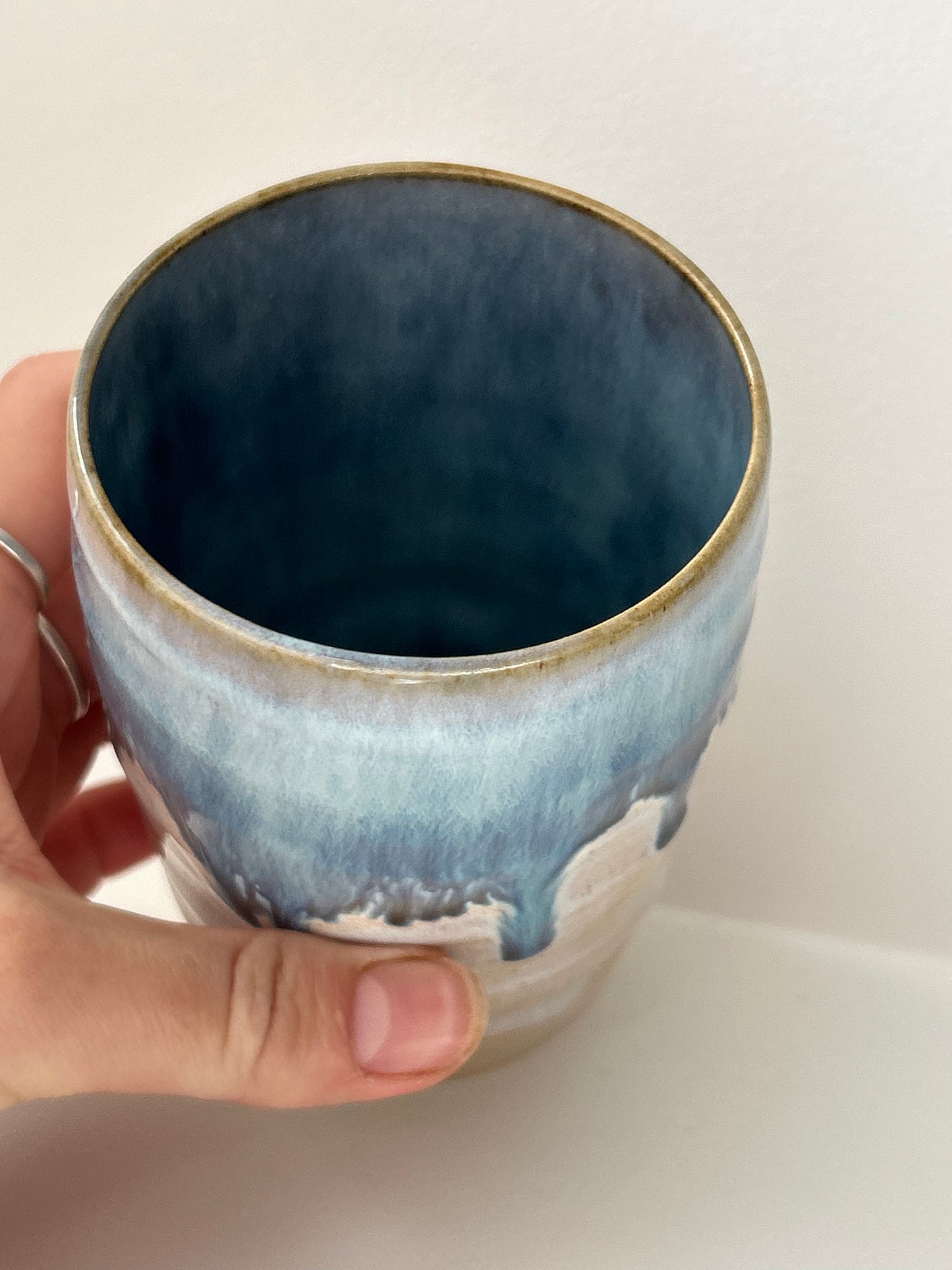 Blue Ceramic Wiggle Cup Tall