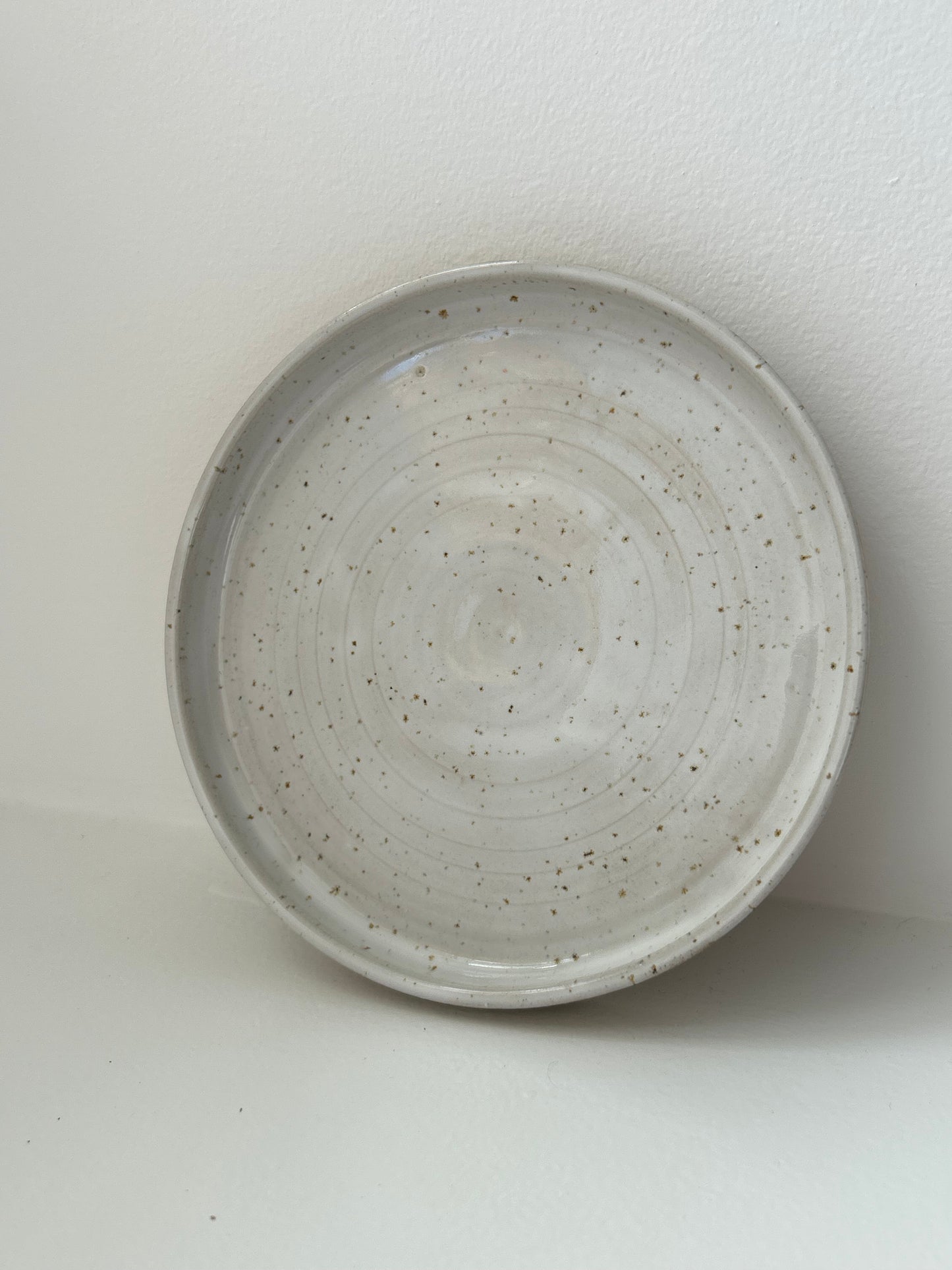 White Speckle Stoneware Handmade Saucer Plate