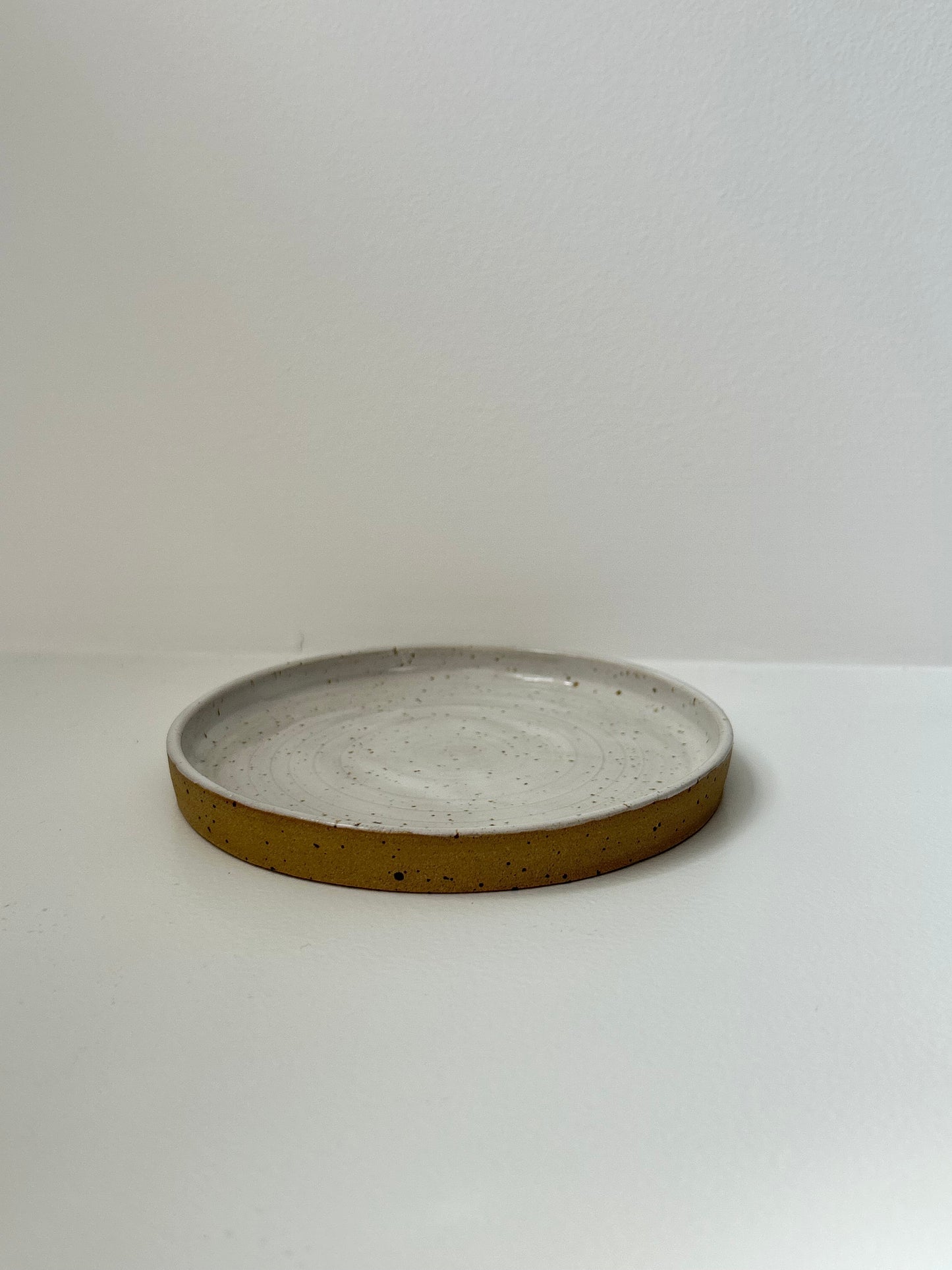White Speckle Stoneware Handmade Saucer Plate