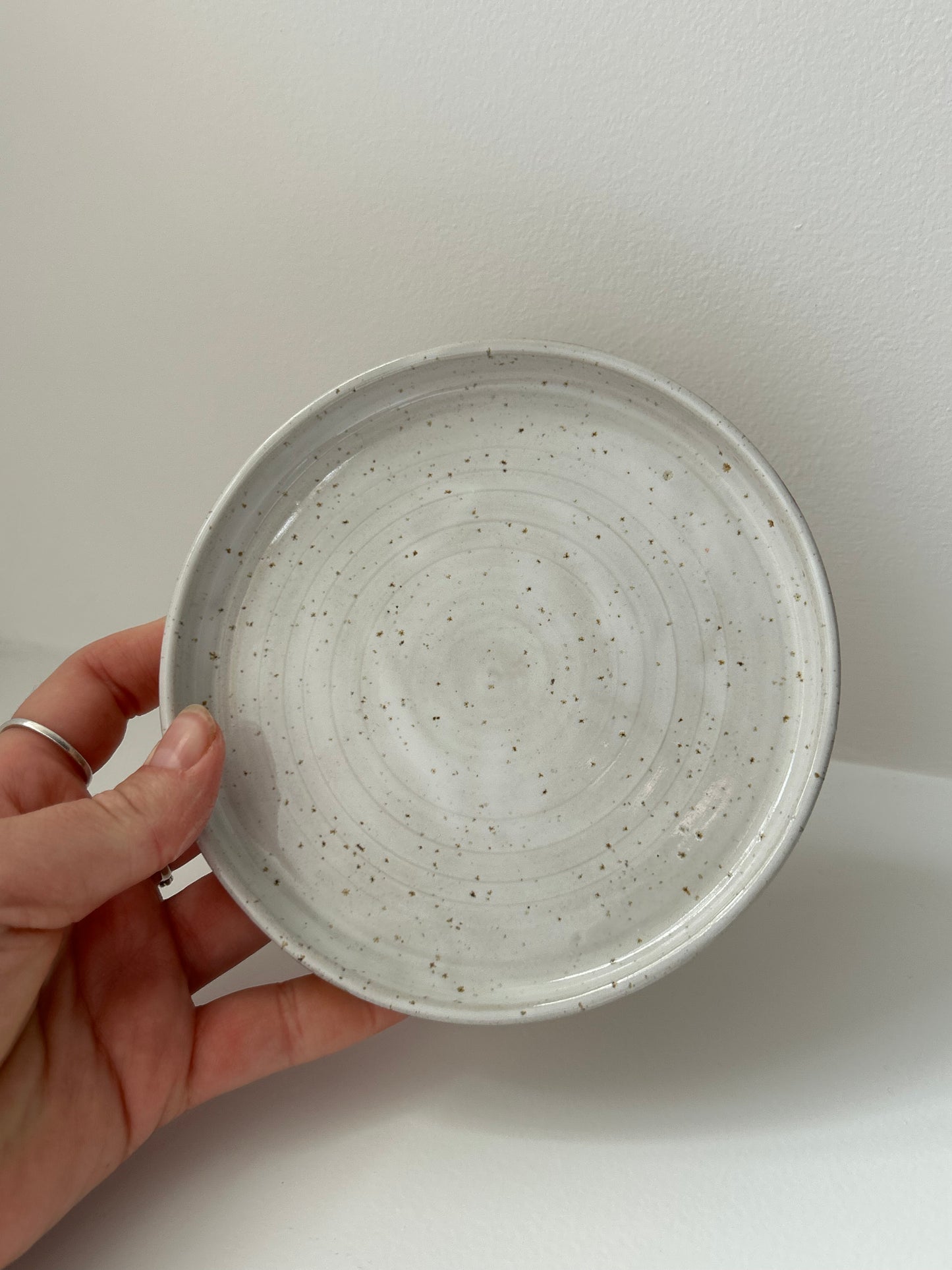 White Speckle Stoneware Handmade Saucer Plate