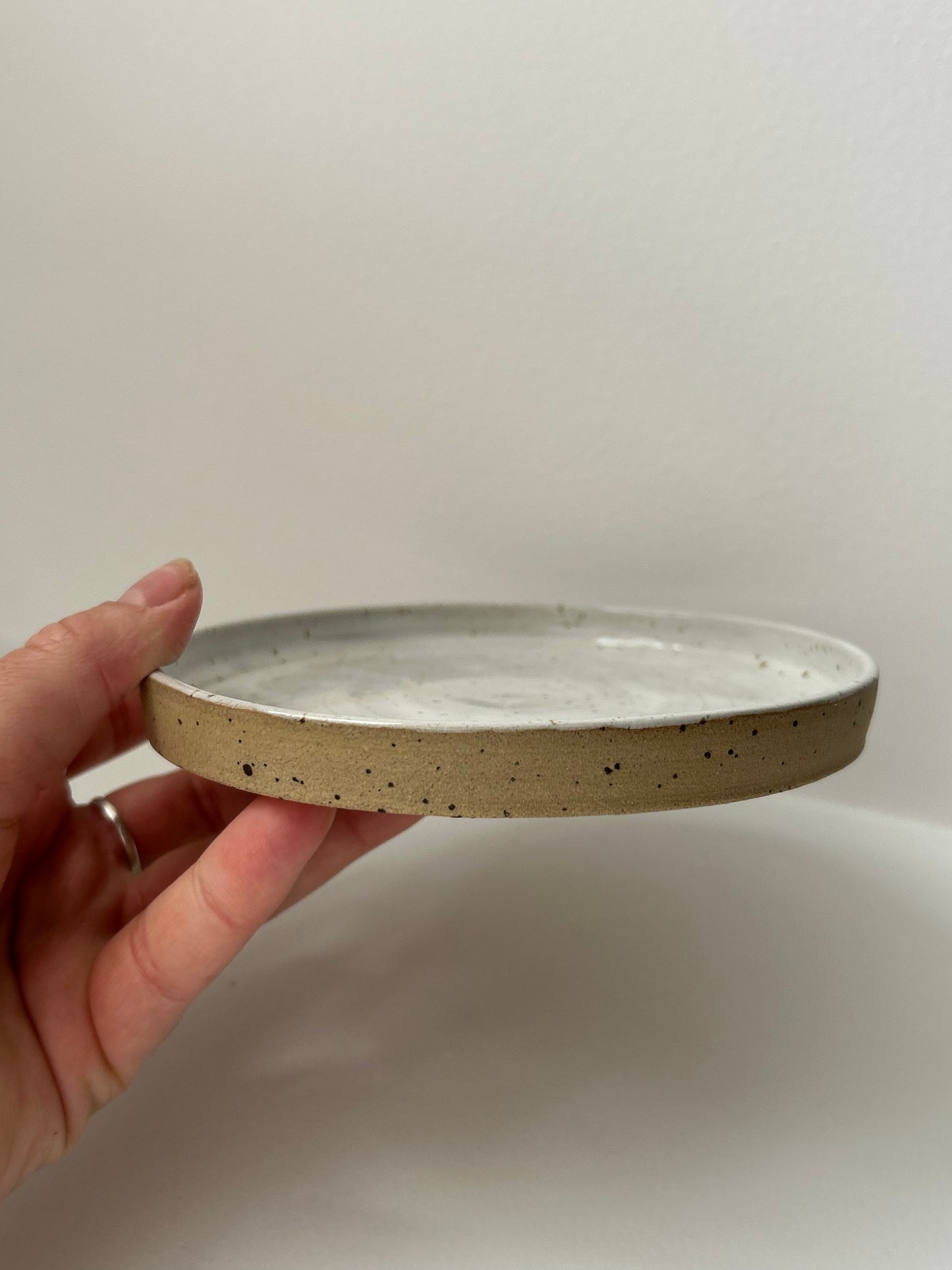 White Speckle Stoneware Handmade Saucer Plate