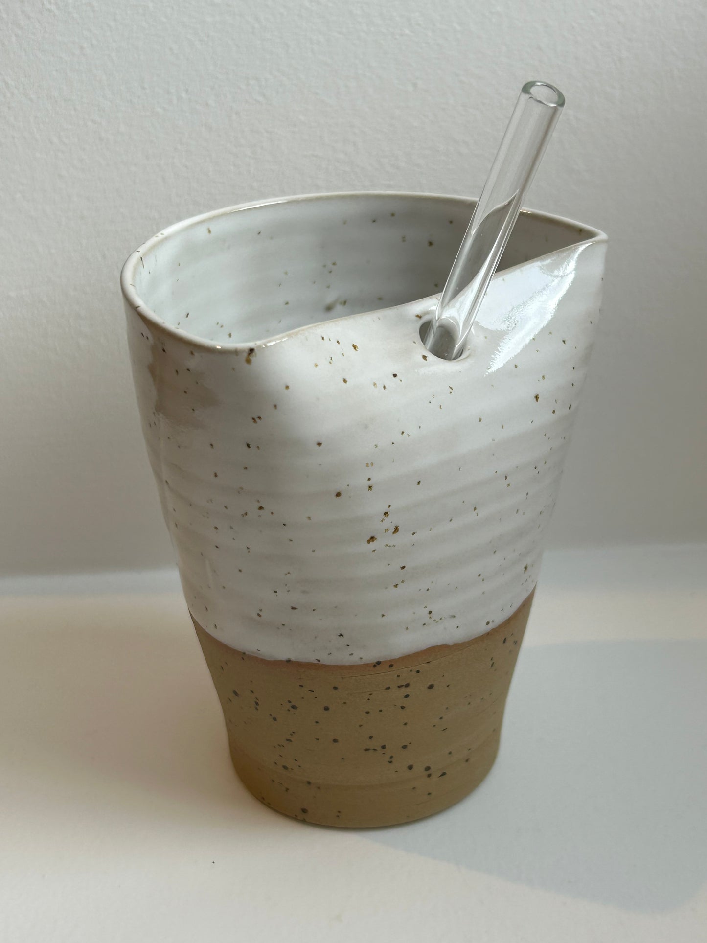 Speckled White Straw Cup