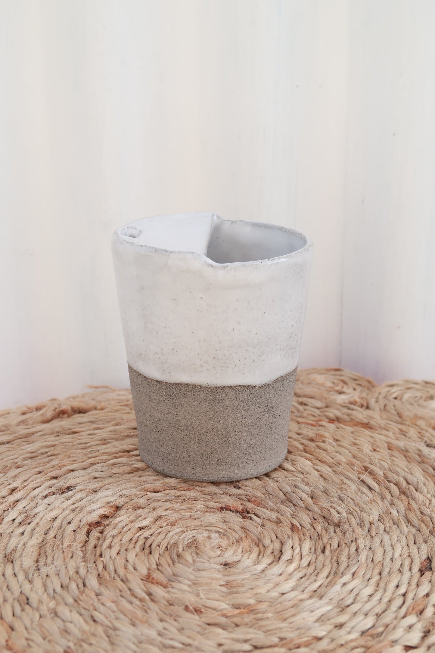 MADE TO ORDER : Raw Grey + Snow Handmade Travel Cup