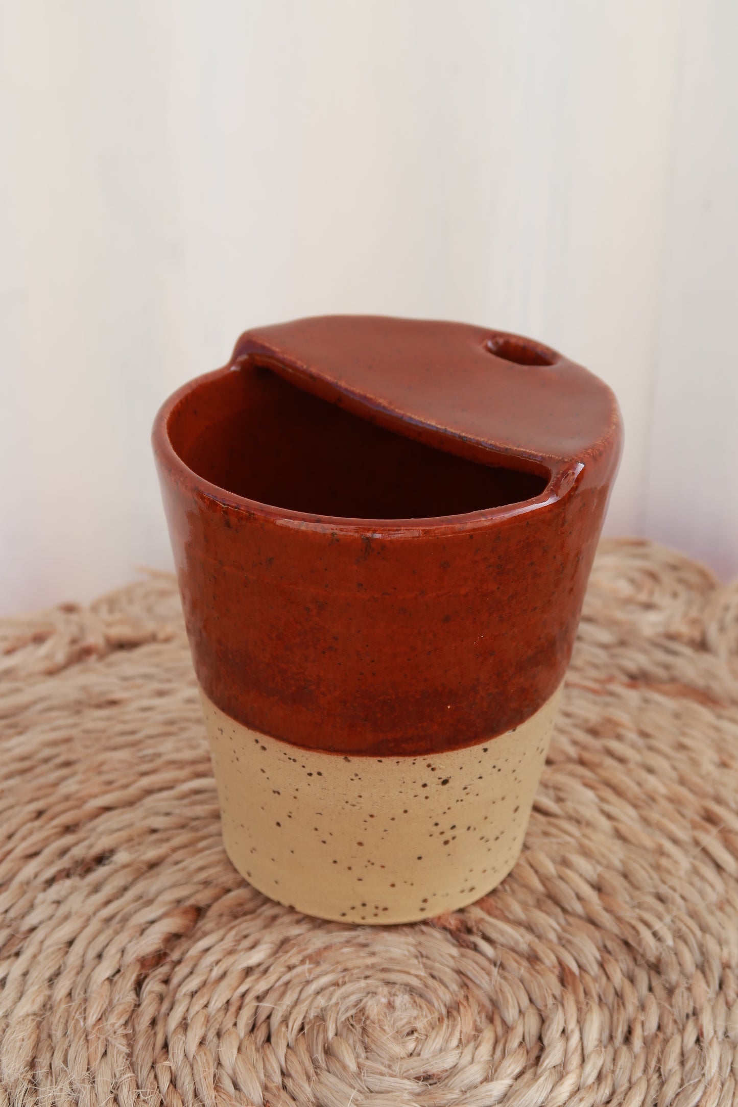 MADE TO ORDER : Speckled Burnt Sienna Handmade Travel Cup