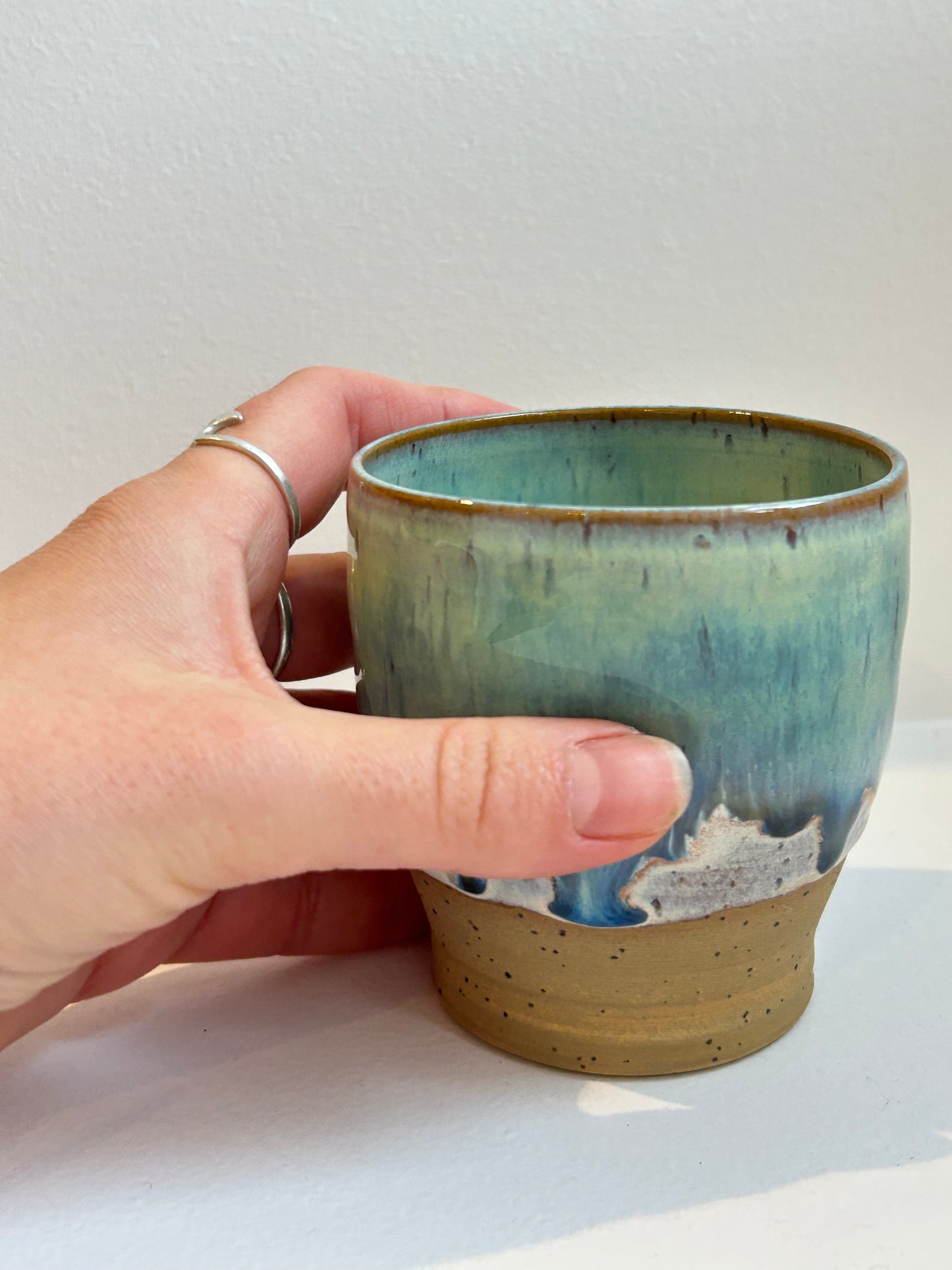 Sea Green Blue Dimple Cup