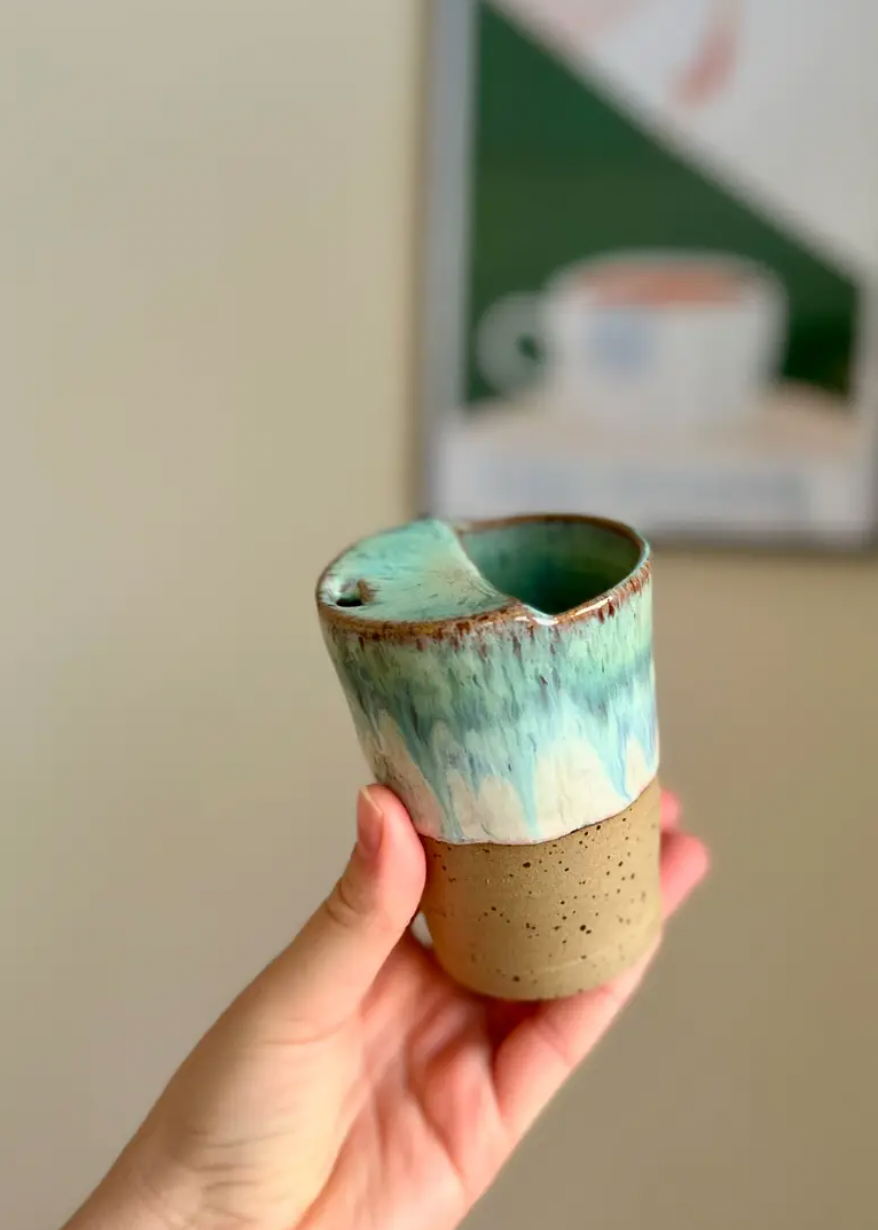 MADE TO ORDER : Sea Green Handmade Travel Cup