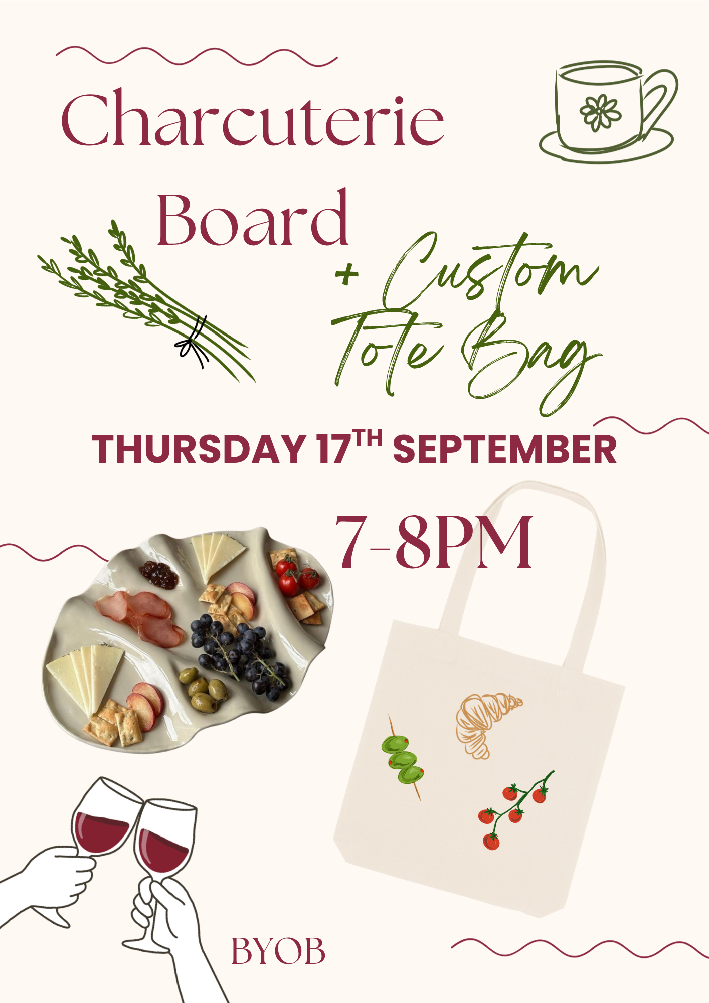 The Ultimate Craft Night: Ceramic Charcuterie Boards & Custom Totes