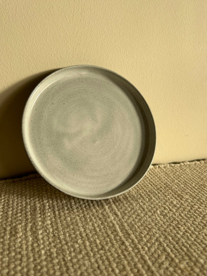 MADE TO ORDER : Snow Grey Stoneware Handmade Saucer Plate / Pottery Ceramic Dinnerware