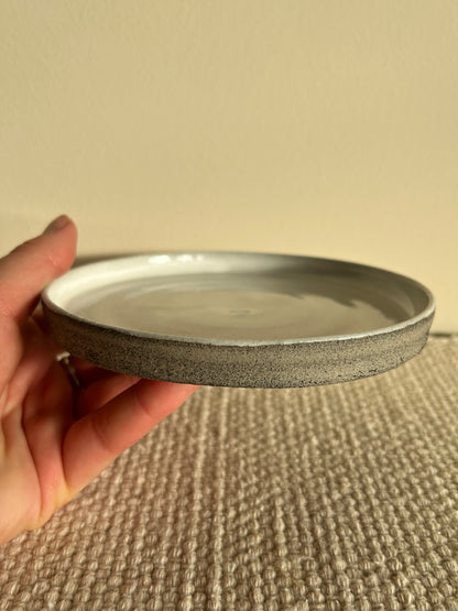 MADE TO ORDER : Snow Grey Stoneware Handmade Saucer Plate / Pottery Ceramic Dinnerware