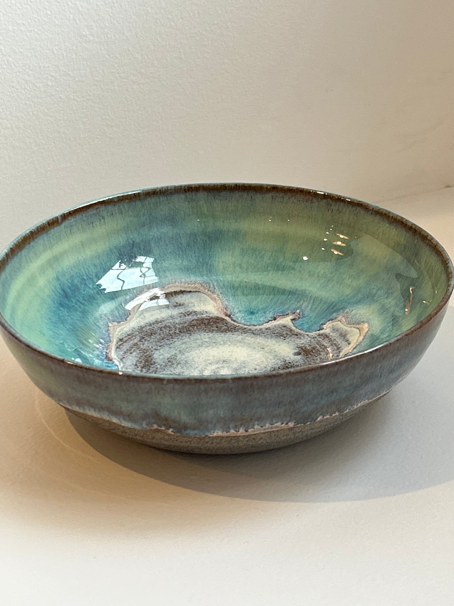 Grey Sea Green Pasta Bowl Shorter