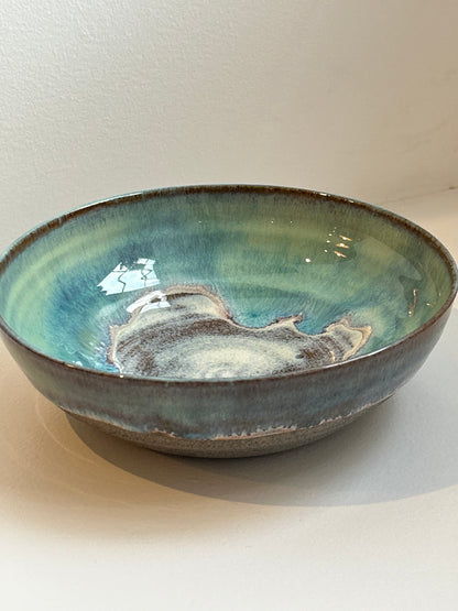 Grey Sea Green Pasta Bowl Shorter