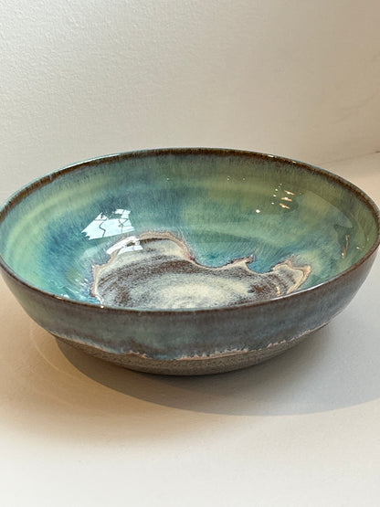 Grey Sea Green Pasta Bowl Shorter