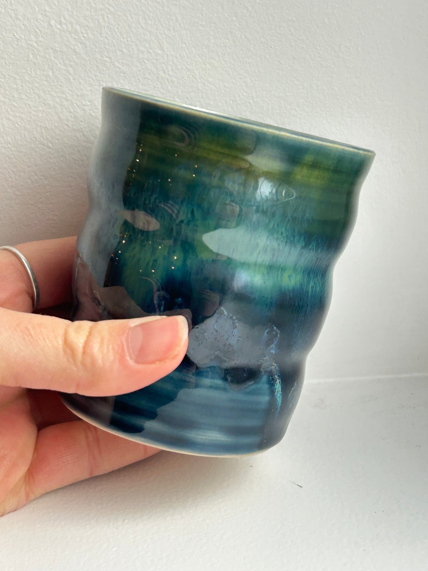 Teal Wave Wiggle Cup