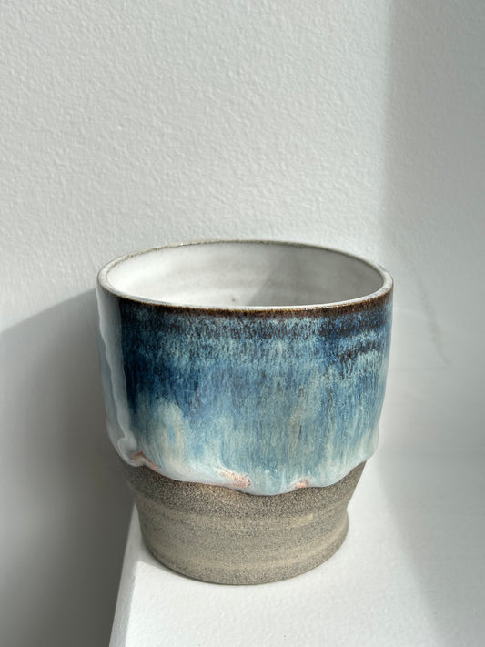 Blue Ocean Waves Grey Dimple Cup