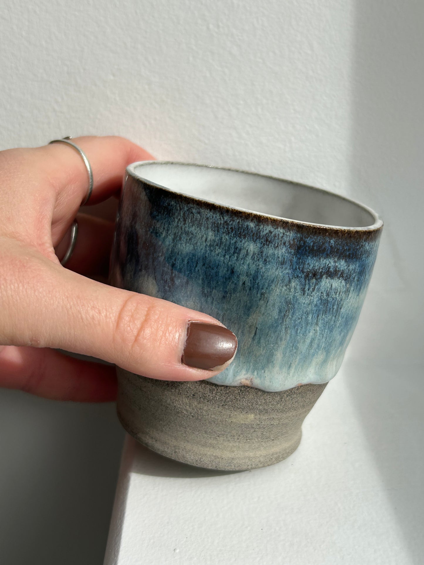 Blue Ocean Waves Grey Dimple Cup