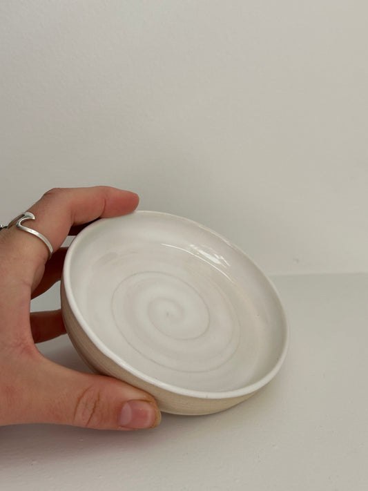 White Spiral Handmade Ceramic Soap Dish